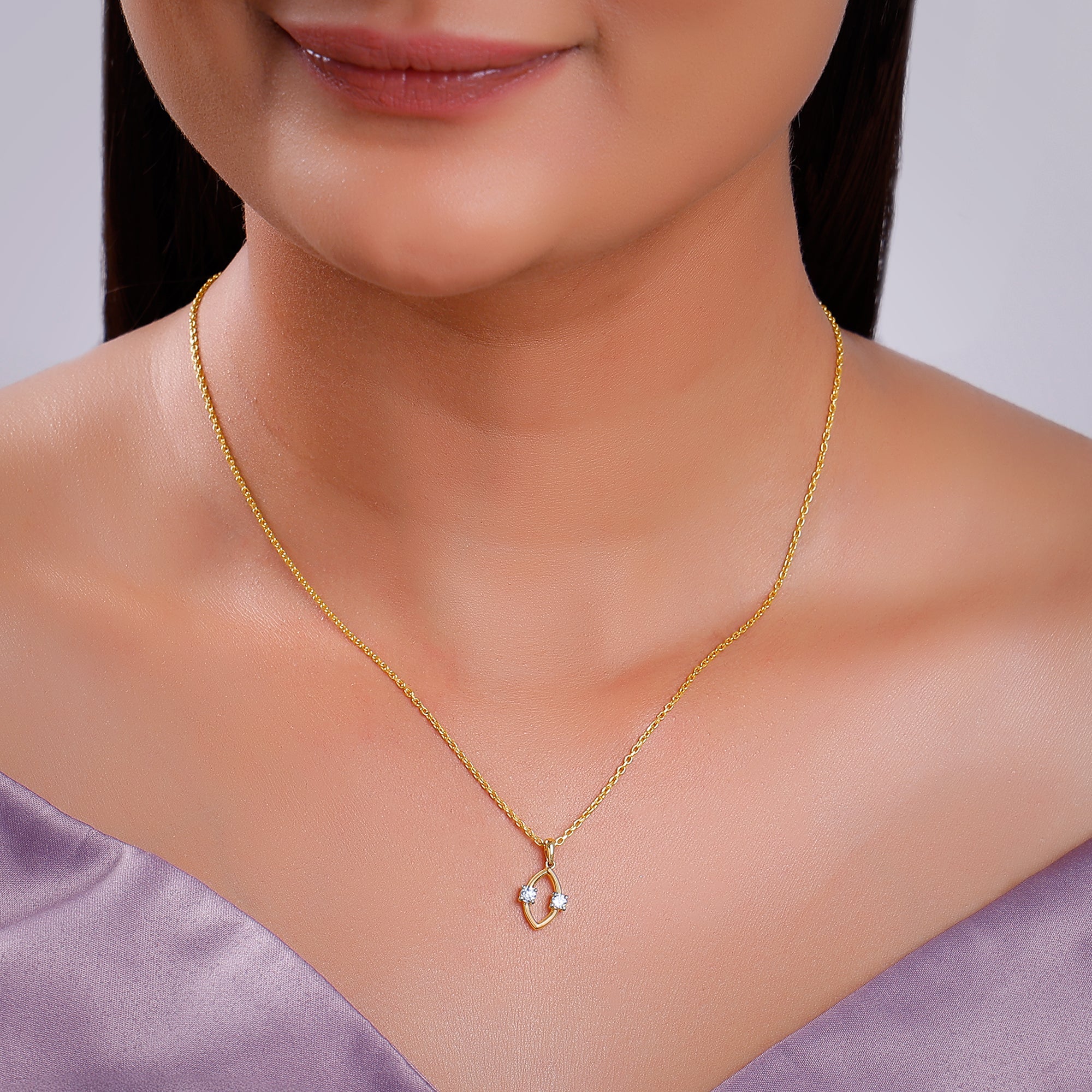 Gold Marquise Gleam Lab Grown Diamond Pendant - Image 3