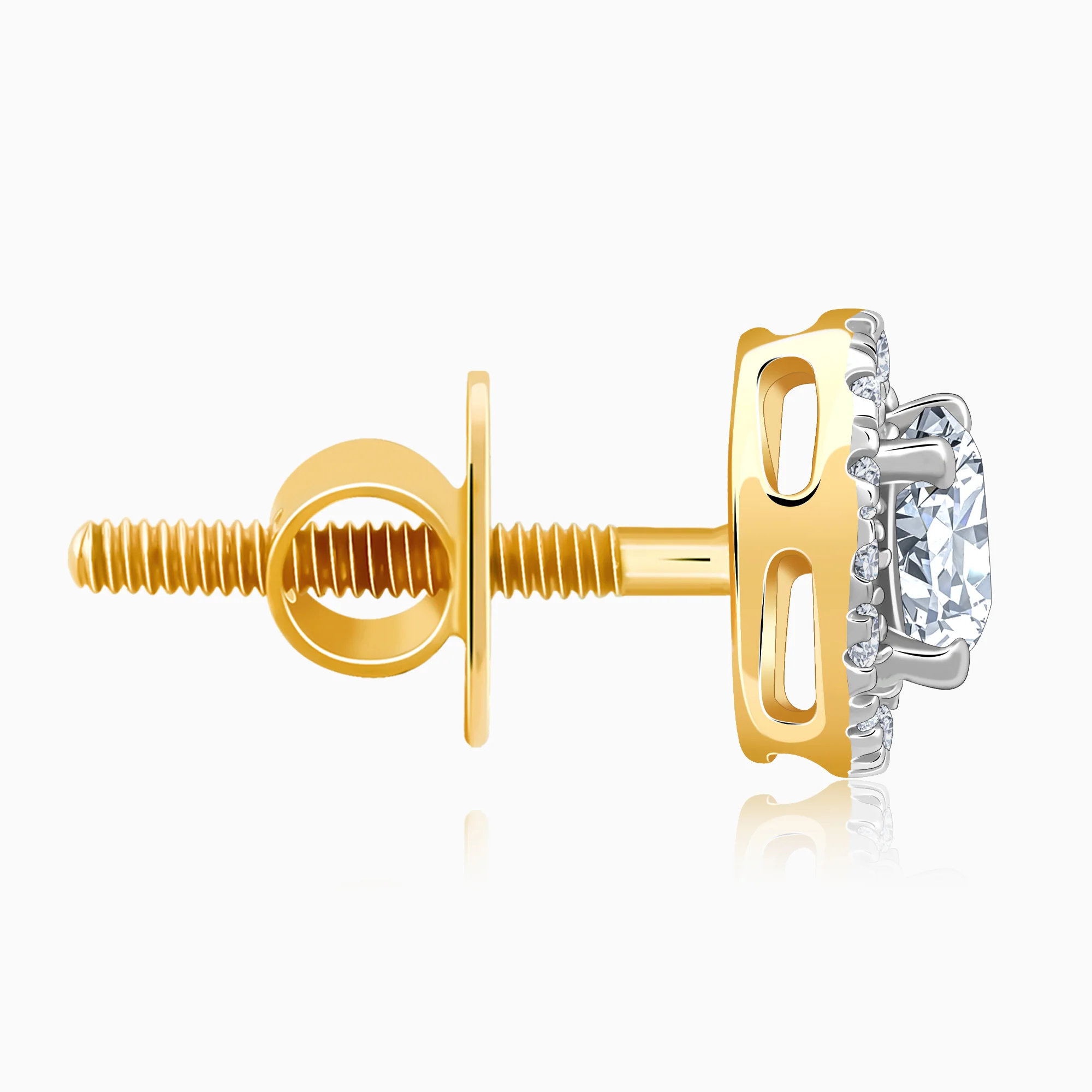 Gold Minerva Halo Soliatire Lab Grown Diamond Studs - Image 5