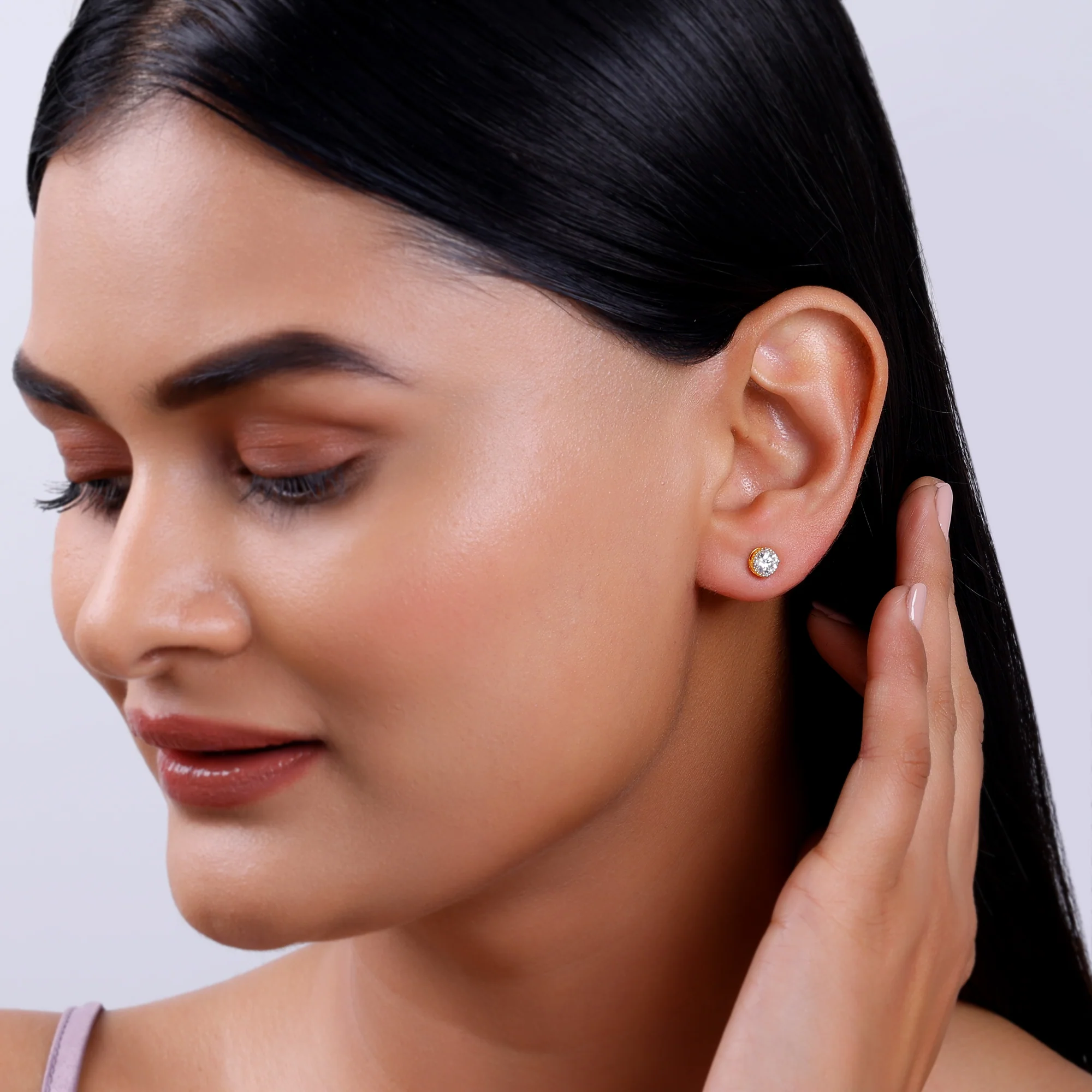 Gold Nova Lab Grown Diamond Stud Earrings - Image 3