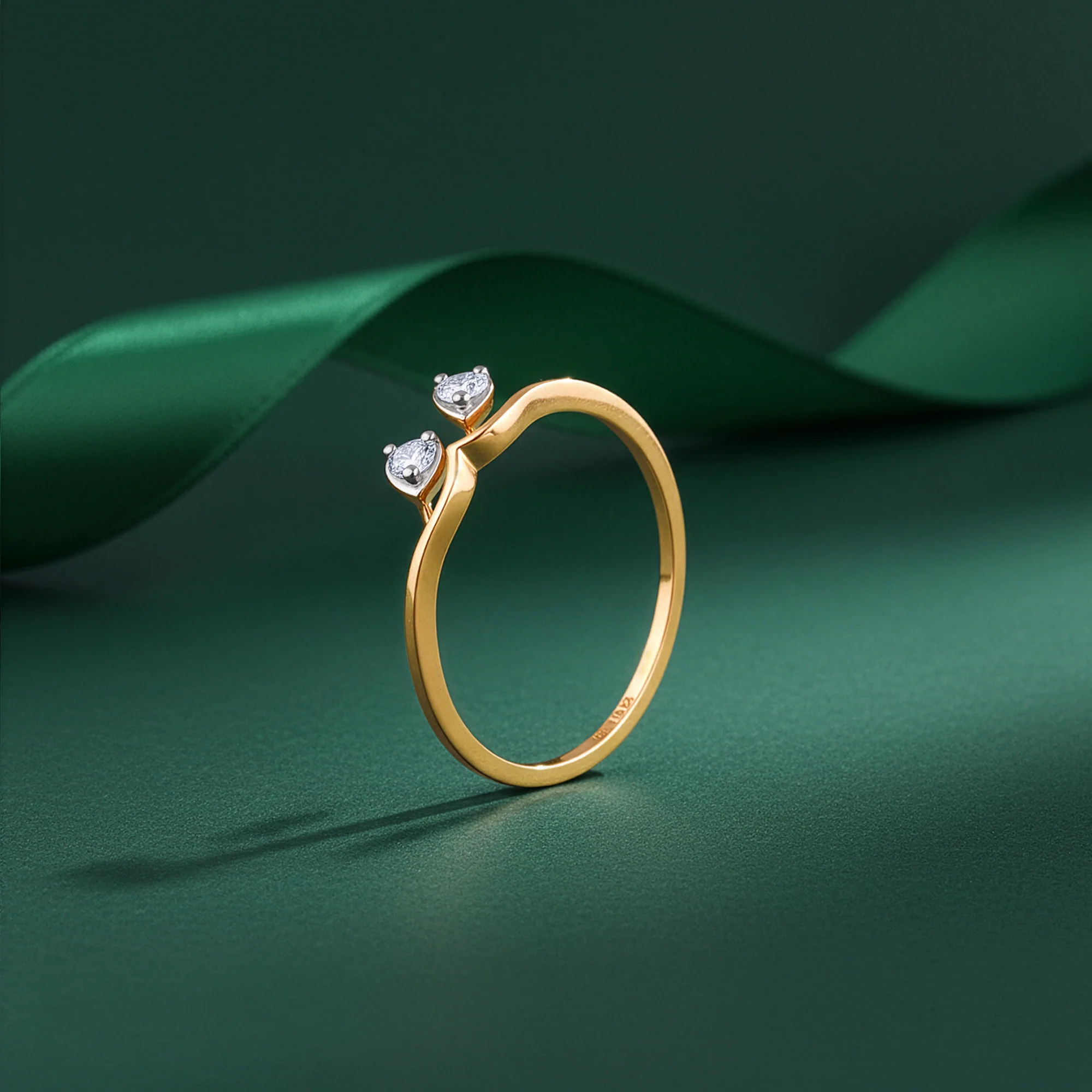 Gold Opal Waves Lab Grown Diamond Ring - Image 2