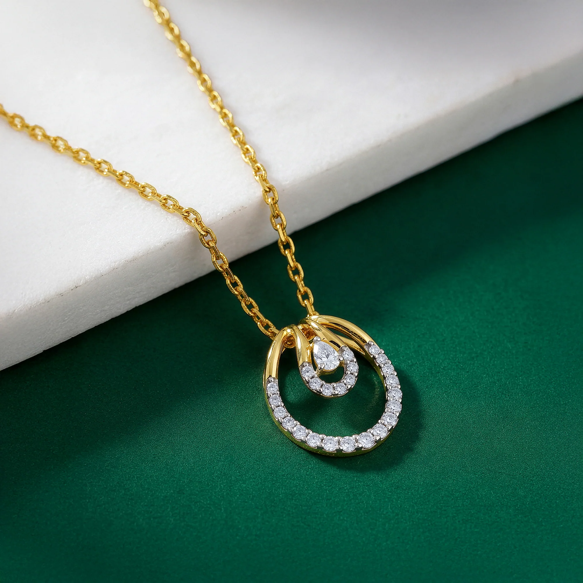 Gold Oval Aura Lab Grown Diamond Pendant - Image 2