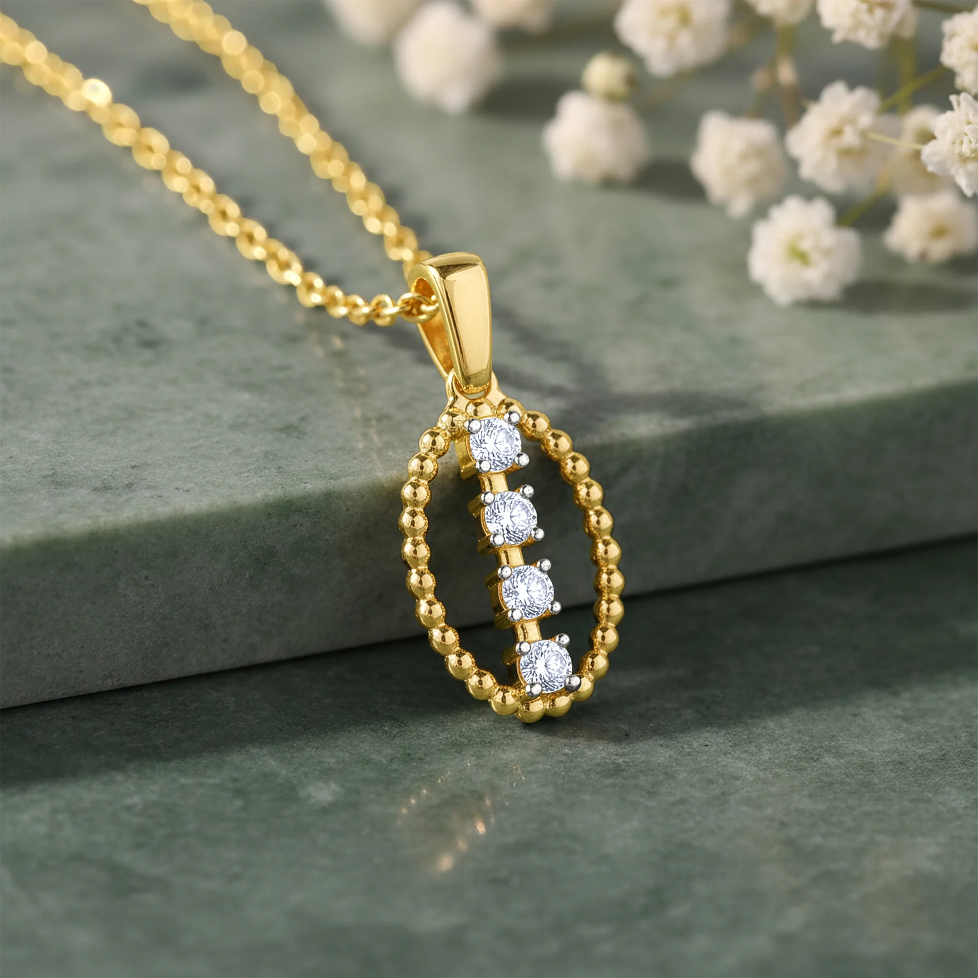 Gold Oval Shine Lab Grown Diamond Pendant - Image 2