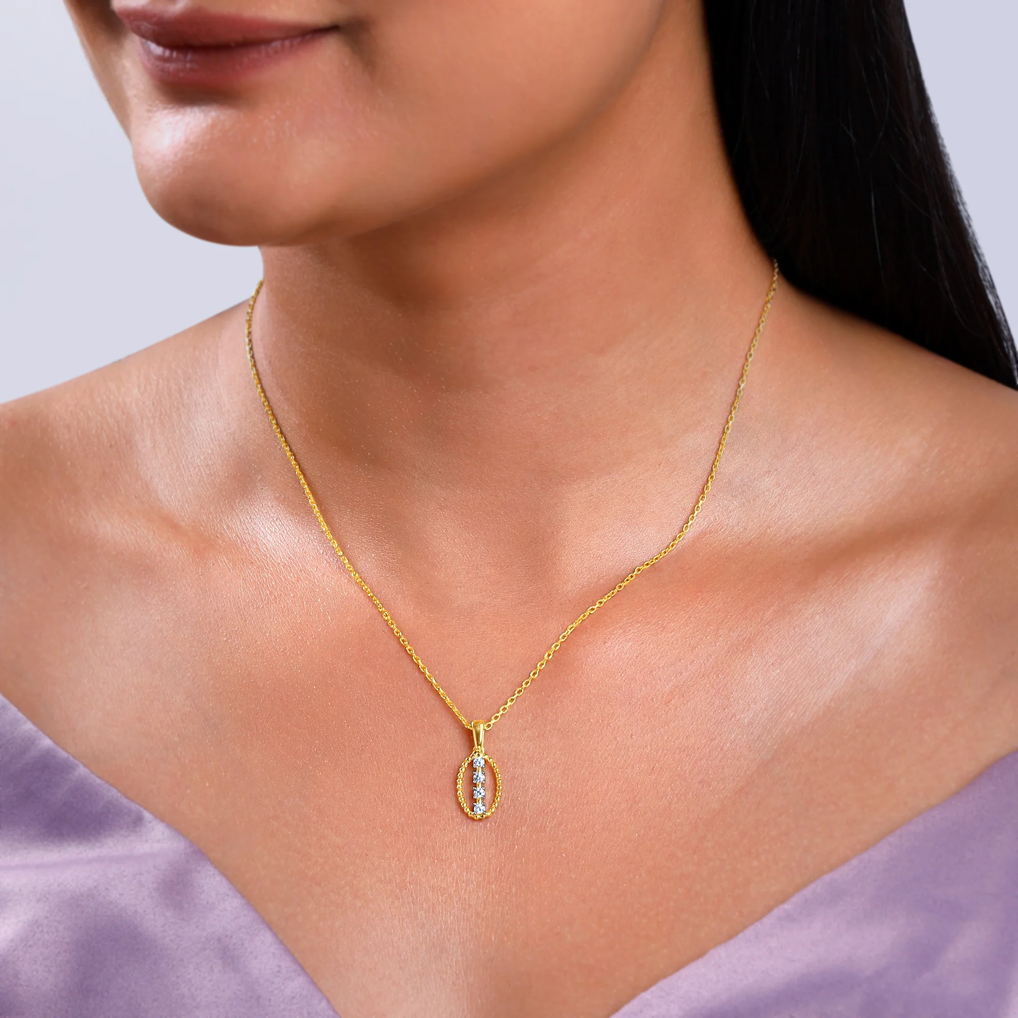 Gold Oval Shine Lab Grown Diamond Pendant - Image 3