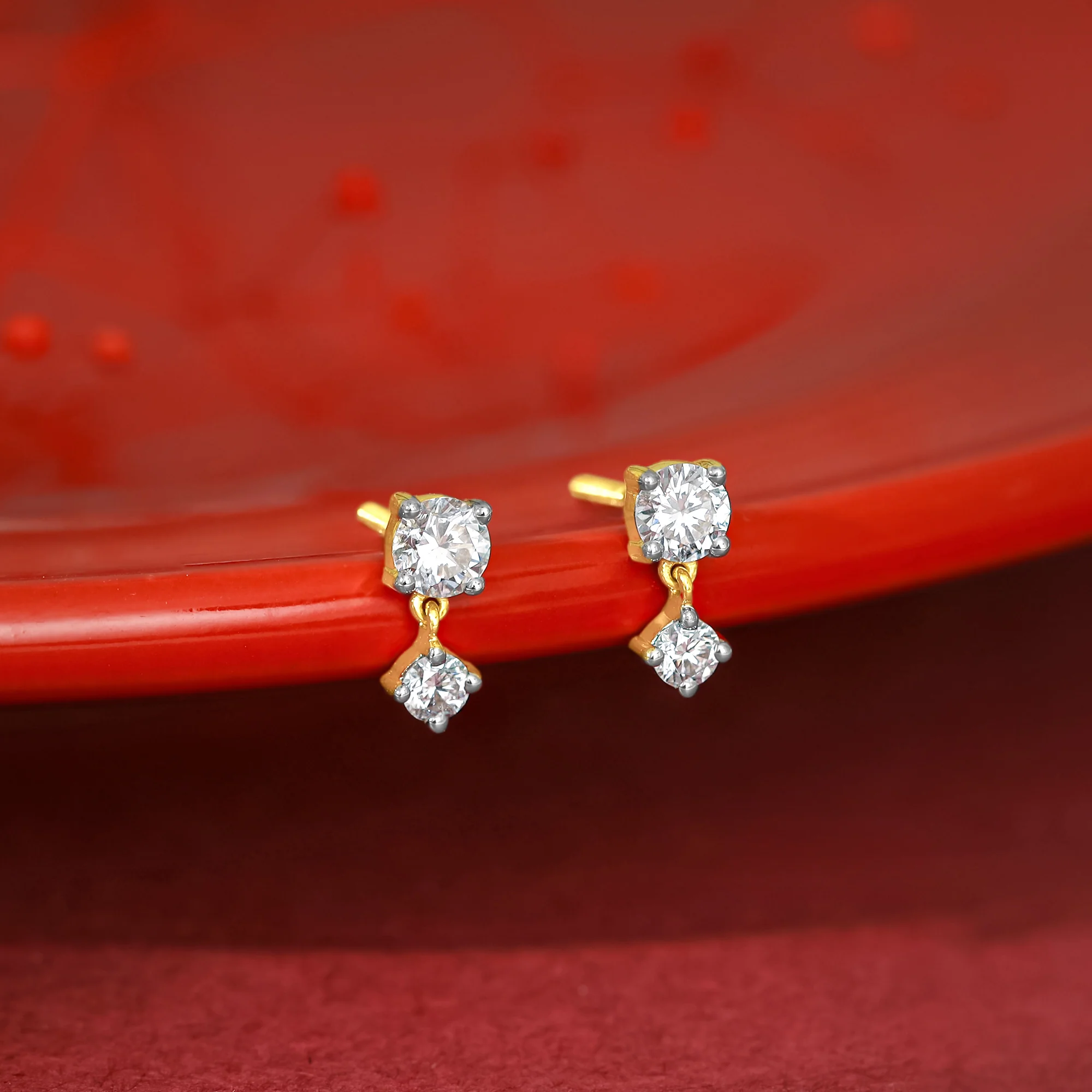 Gold Paseo Solitaire Diamond Studs - Image 2