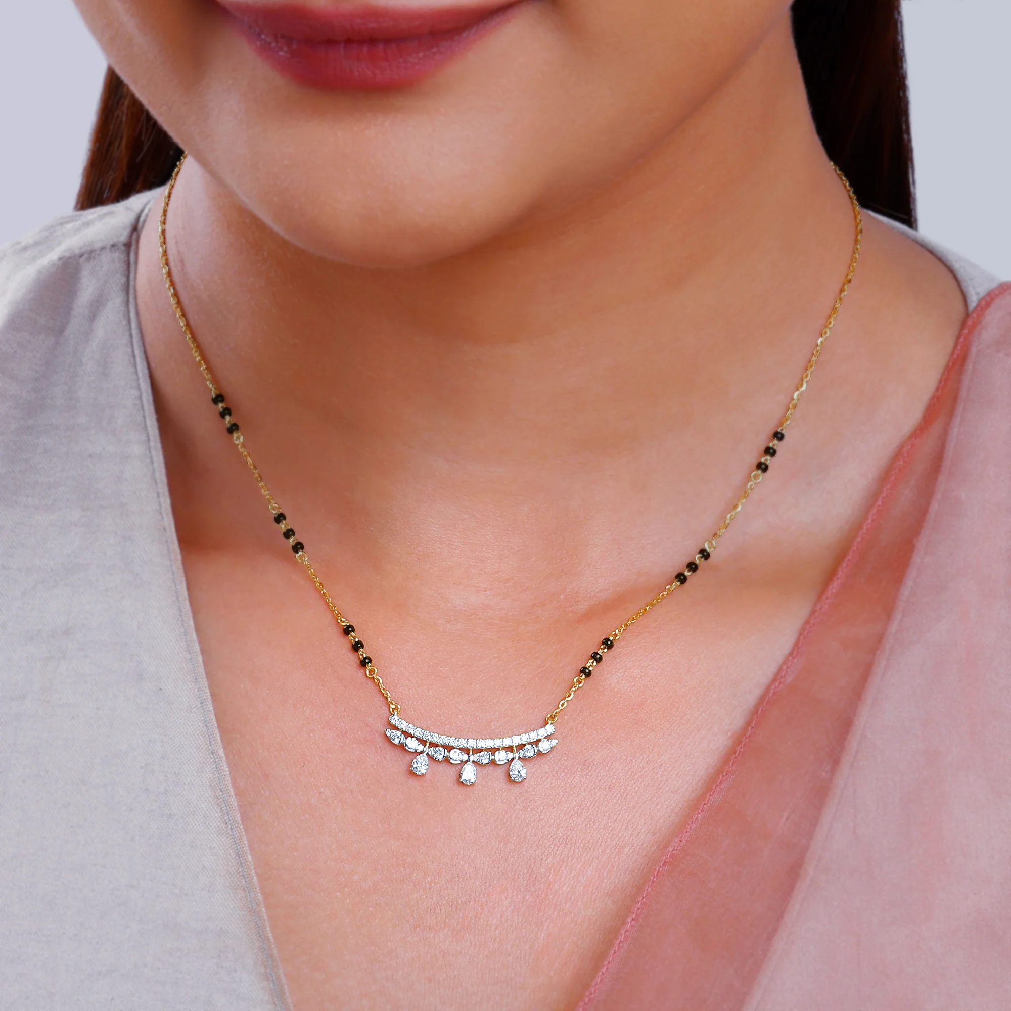 Gold Pavitra Lab Grown Diamond Mangalsutra - Image 3
