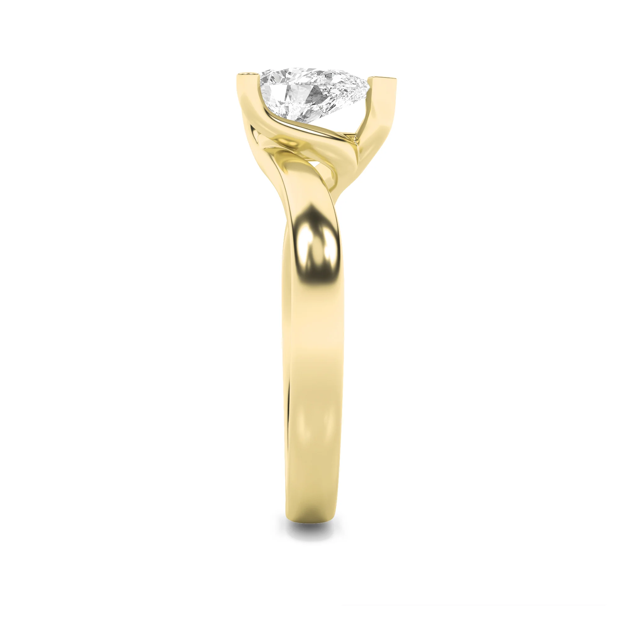 Gold Pear Solitaire Diamond Ring - Image 4