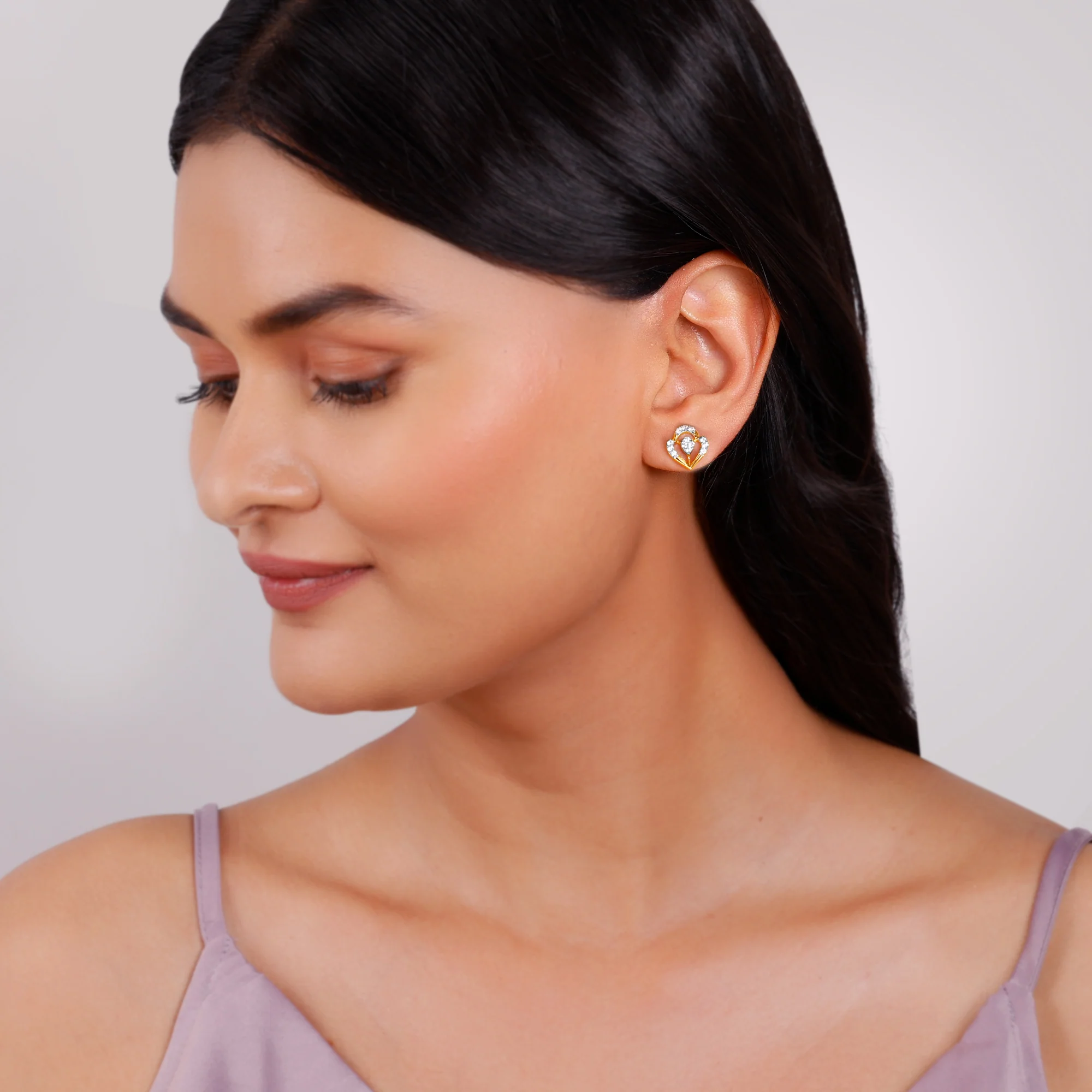 Gold Petal Bloom Lab Grown Diamond Studs - Image 3