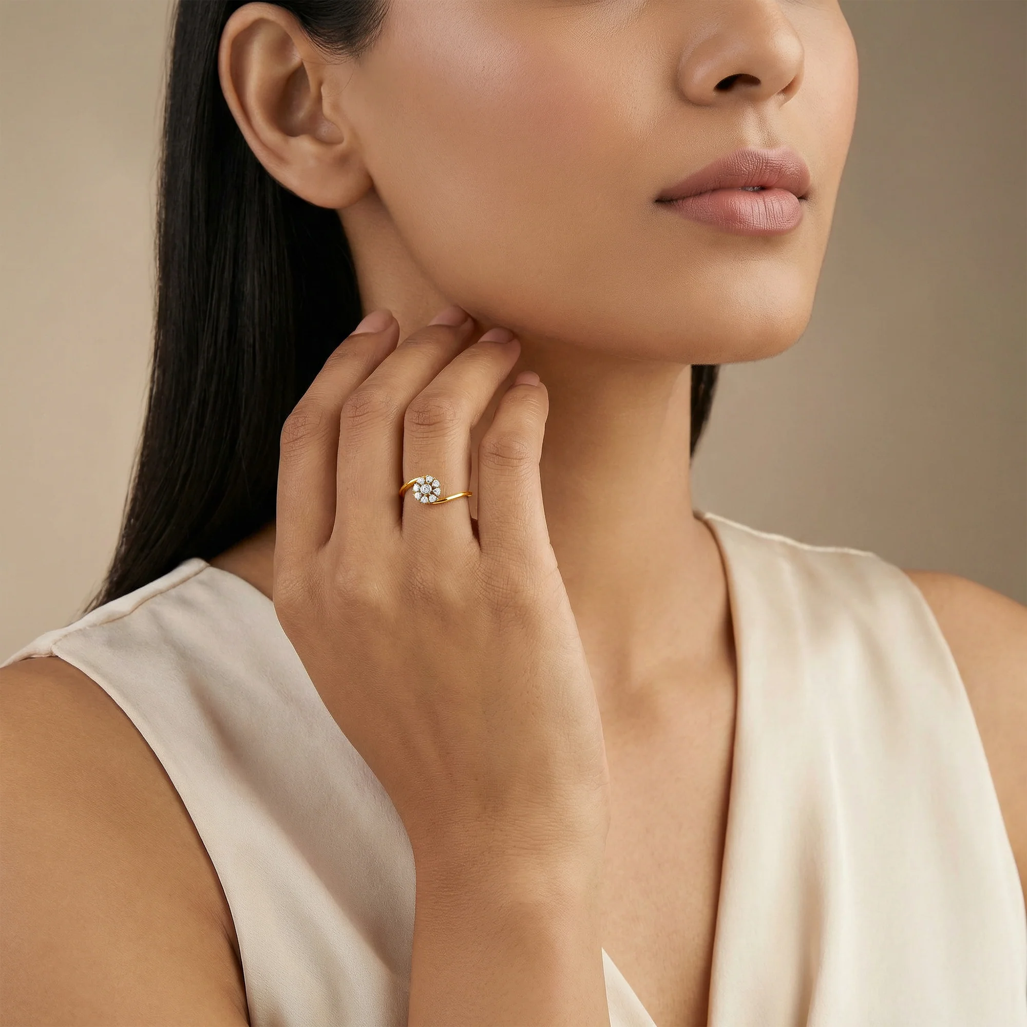 Gold Petal Confluence Lab Grown Diamond Ring (Size 12) - Image 3