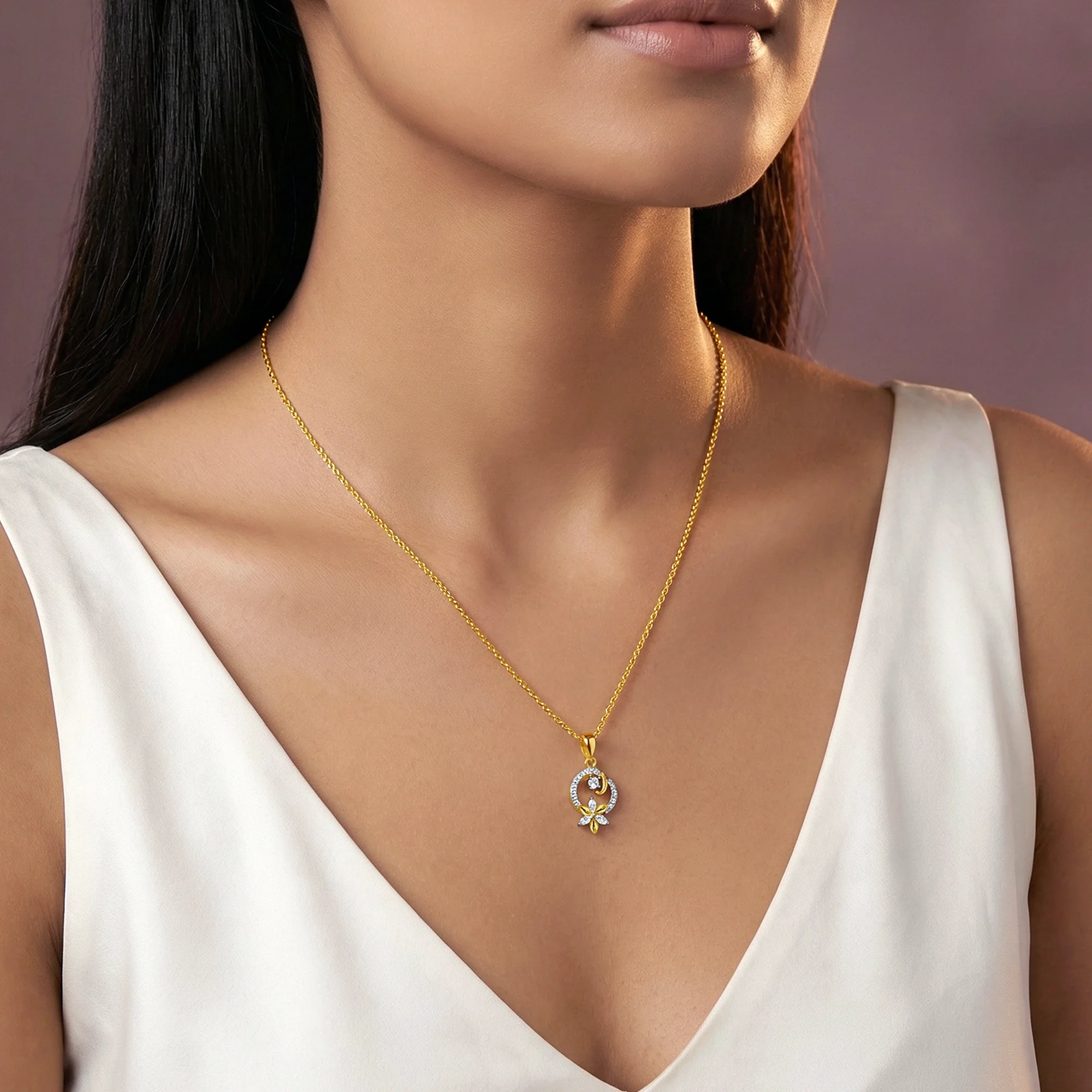 Gold Petal Whisper Lab Grown Diamond Pendant - Image 3