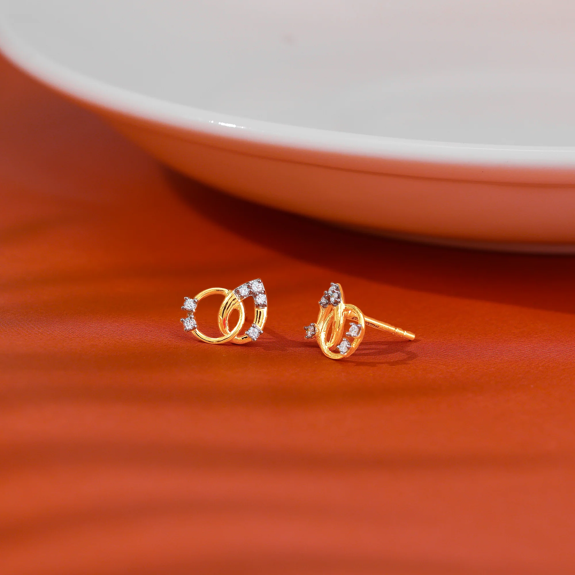Gold Petioles Diamond Studs - Image 2