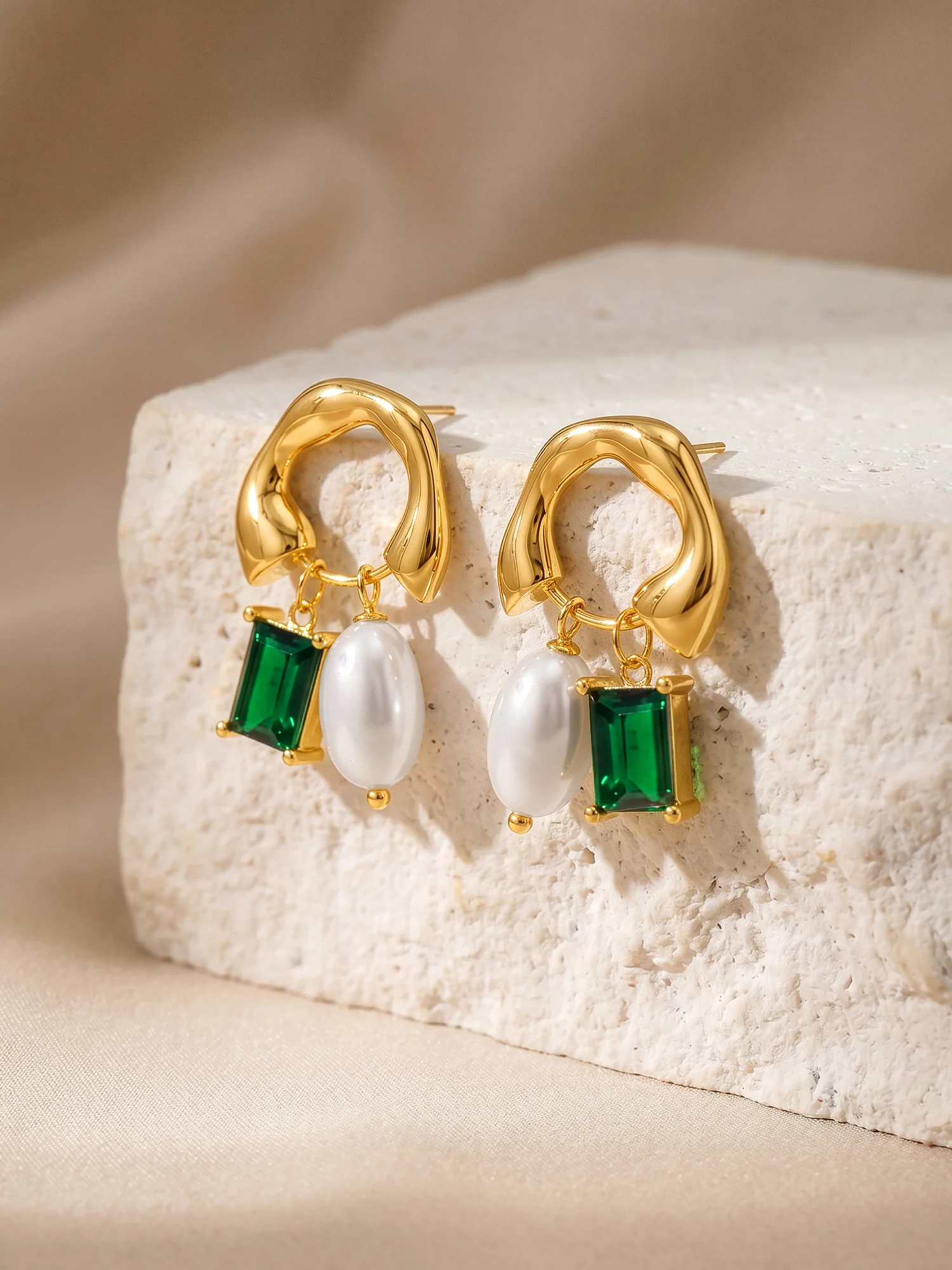 Gold Plated Chaos Coordinator Drop Earrings - Image 2