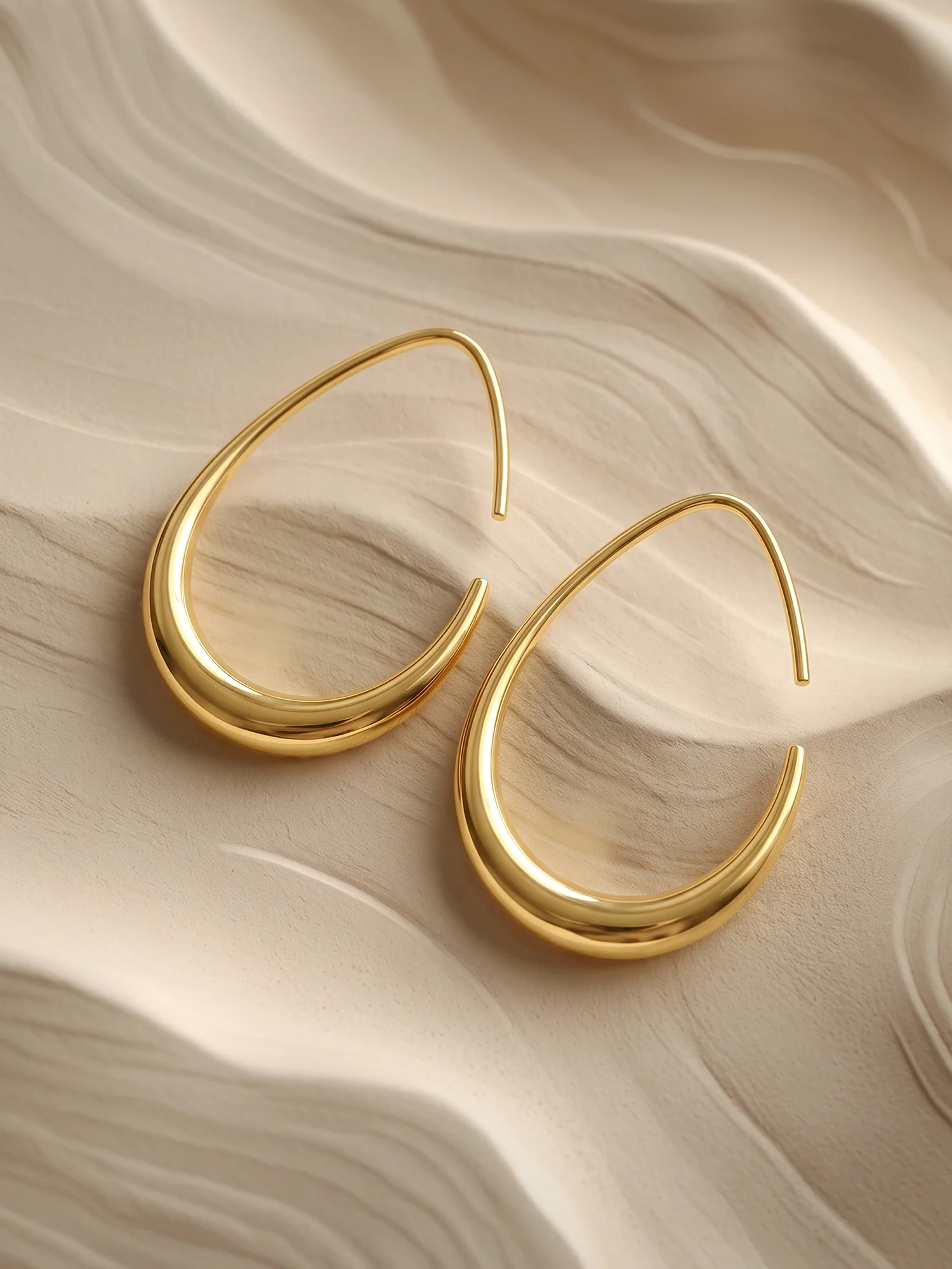 Gold Plated Lite Hoop Earrings - Image 2