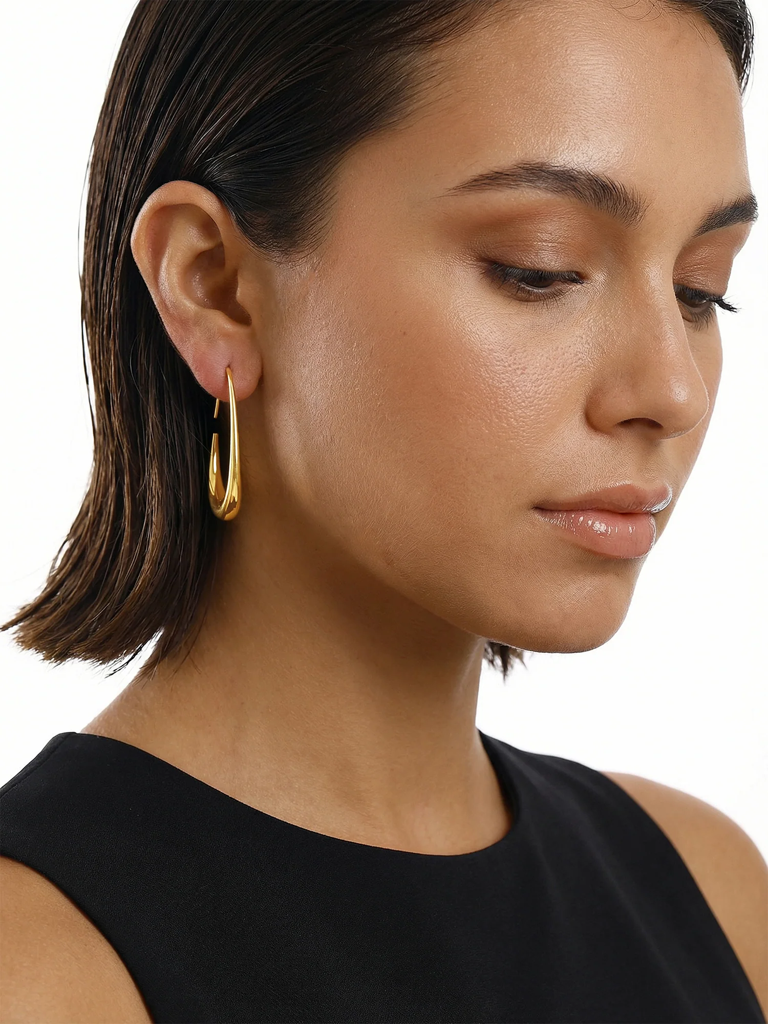 Gold Plated Lite Hoop Earrings - Image 3