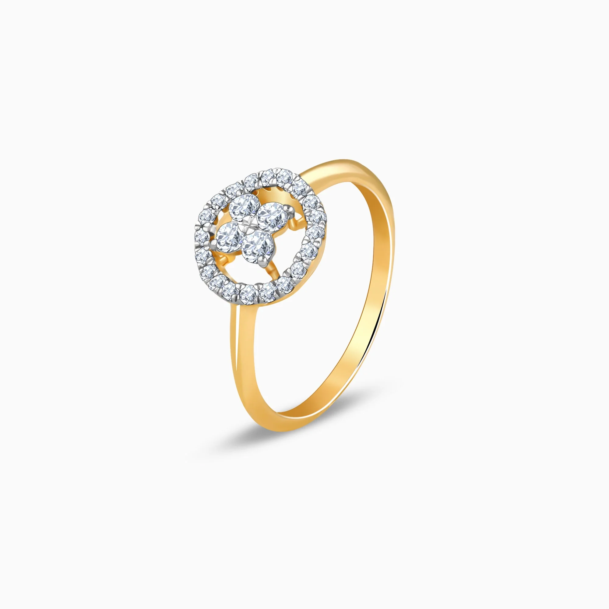 Gold Plumeria Halo Lab Grown Diamond Ring - Image 4