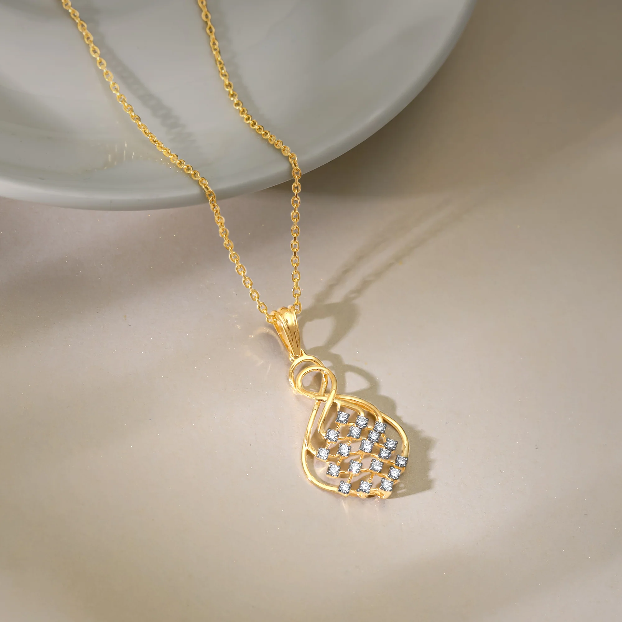 Gold Poire Diamond Pendant - Image 2
