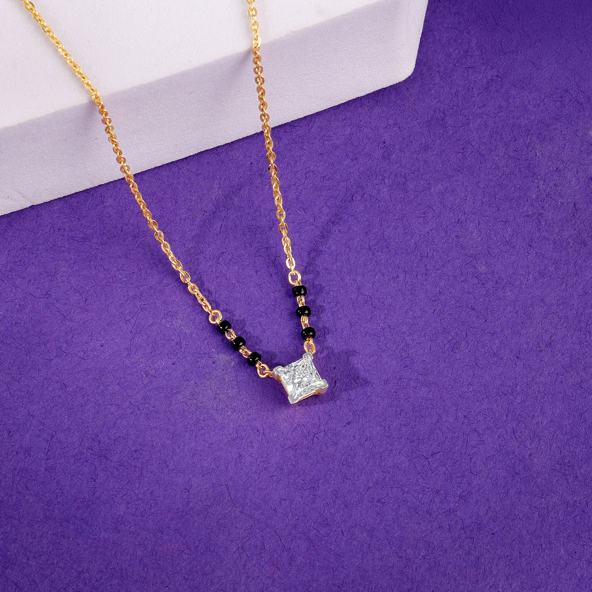 Gold Premala Solitaire Lab Grown Diamond Mangalsutra - Image 2