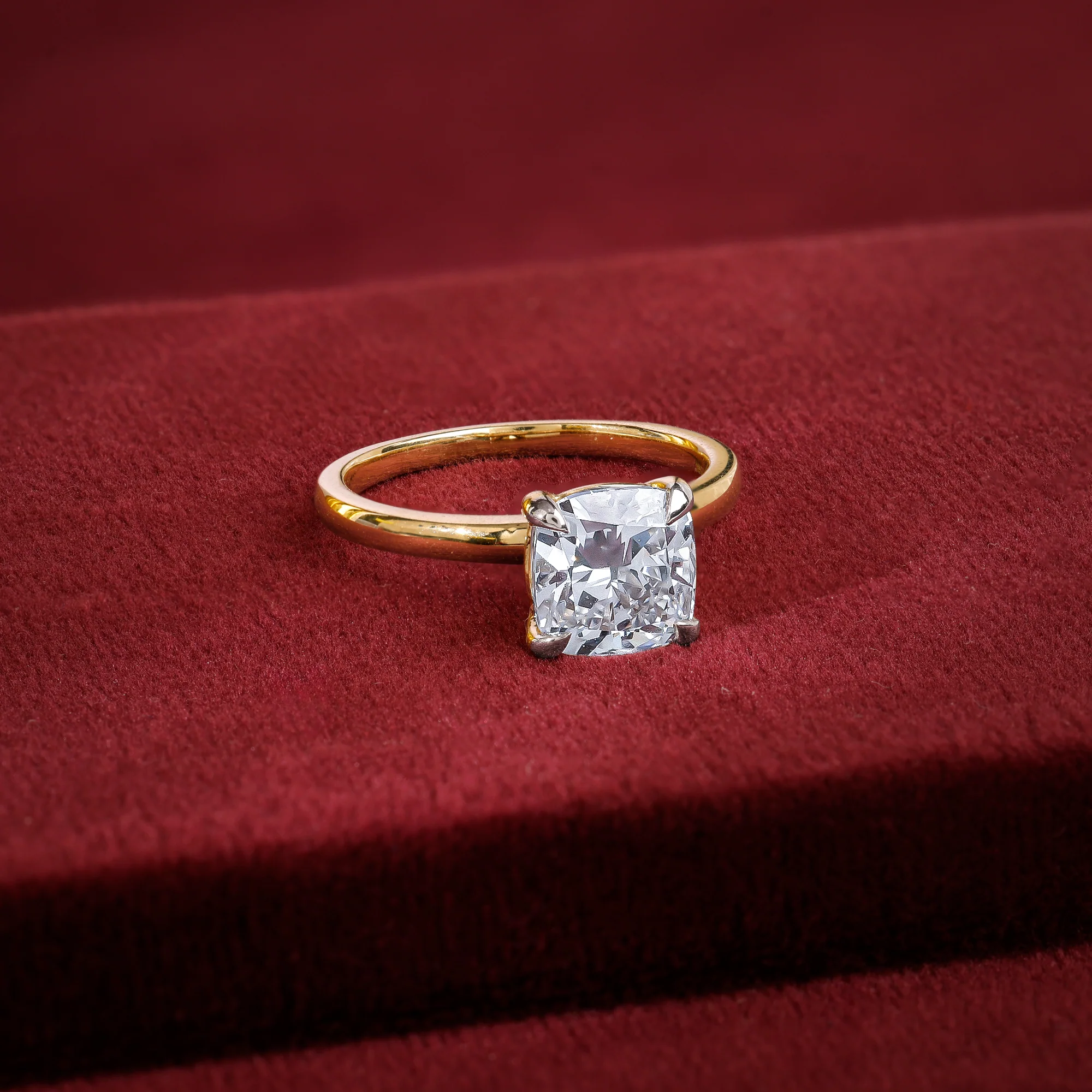 Gold Princess-cut Solitaire Lab Grown Diamond Ring - Image 2