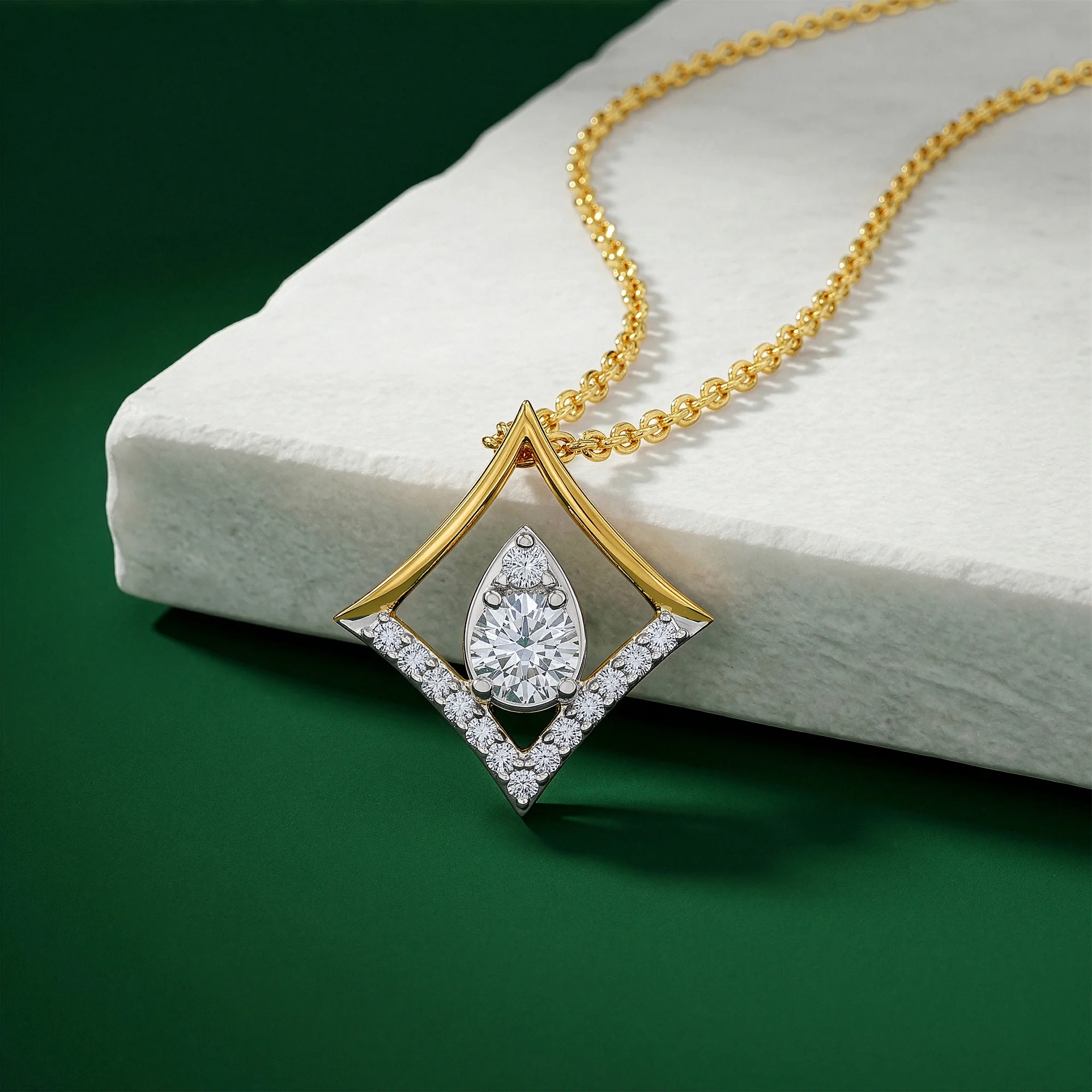 Gold Prism Poise Lab Grown Diamond Pendant - Image 2