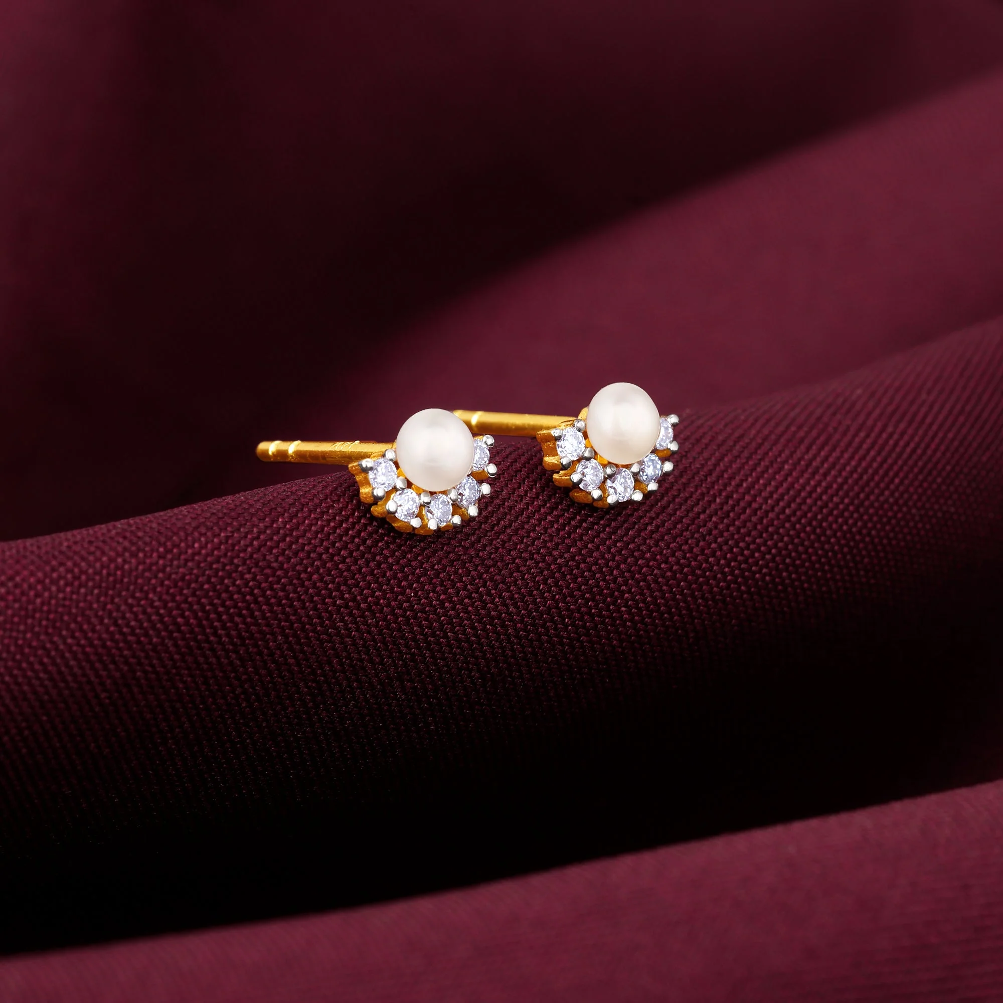 Gold Promise Of Pearl Diamond Earrings - Image 2