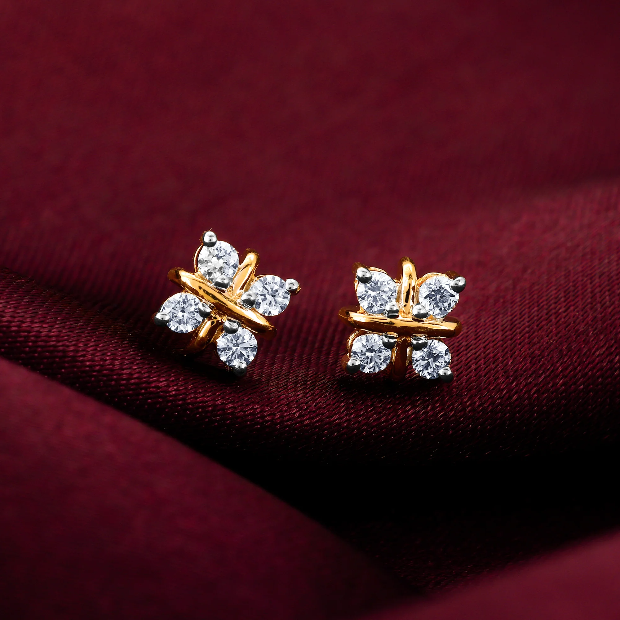 Gold Quartet Lab Grown Diamond Earrings - Image 2