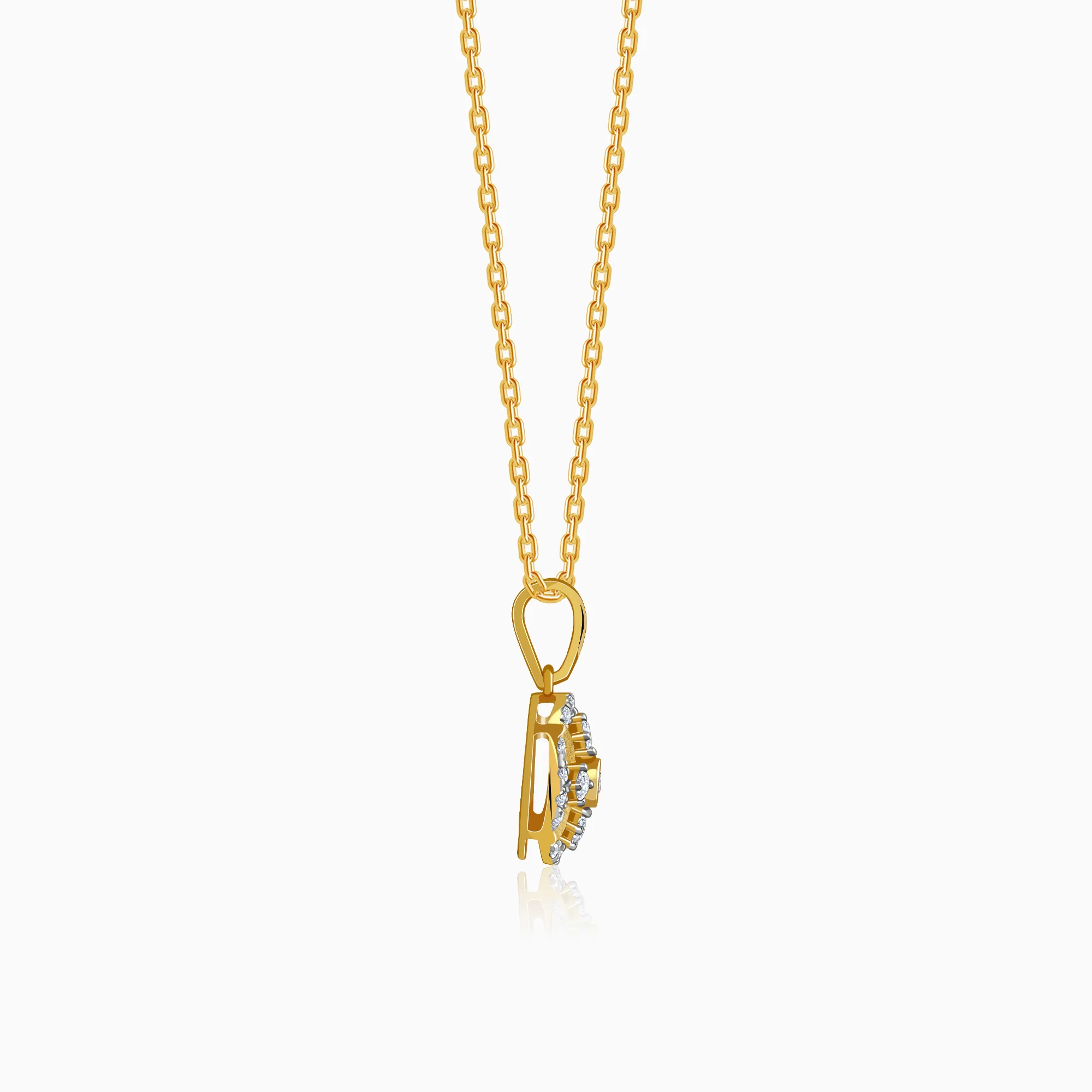 Gold Quiet Flower Lab Grown Diamond Pendant - Image 5