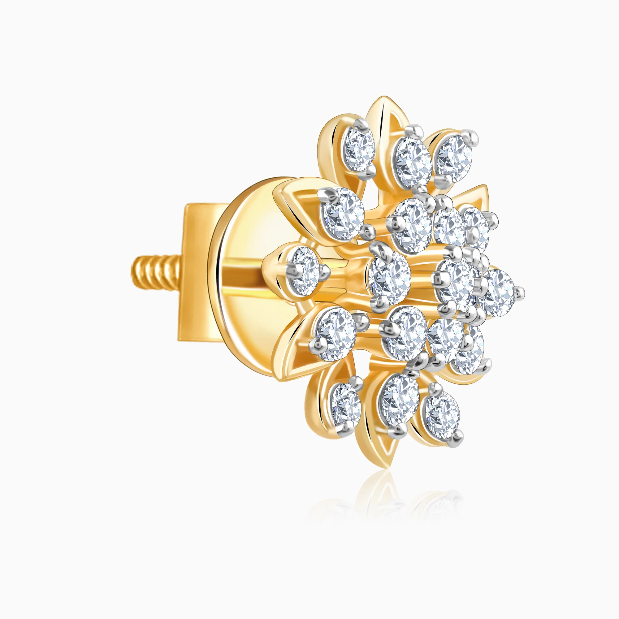 Gold Radiant Blossom Diamond Earrings - Image 4