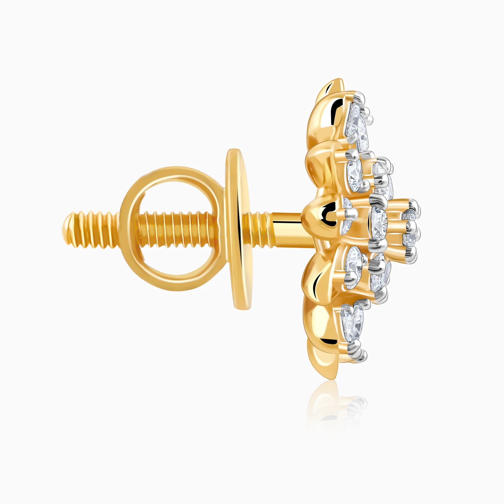 Gold Radiant Blossom Diamond Earrings - Image 5