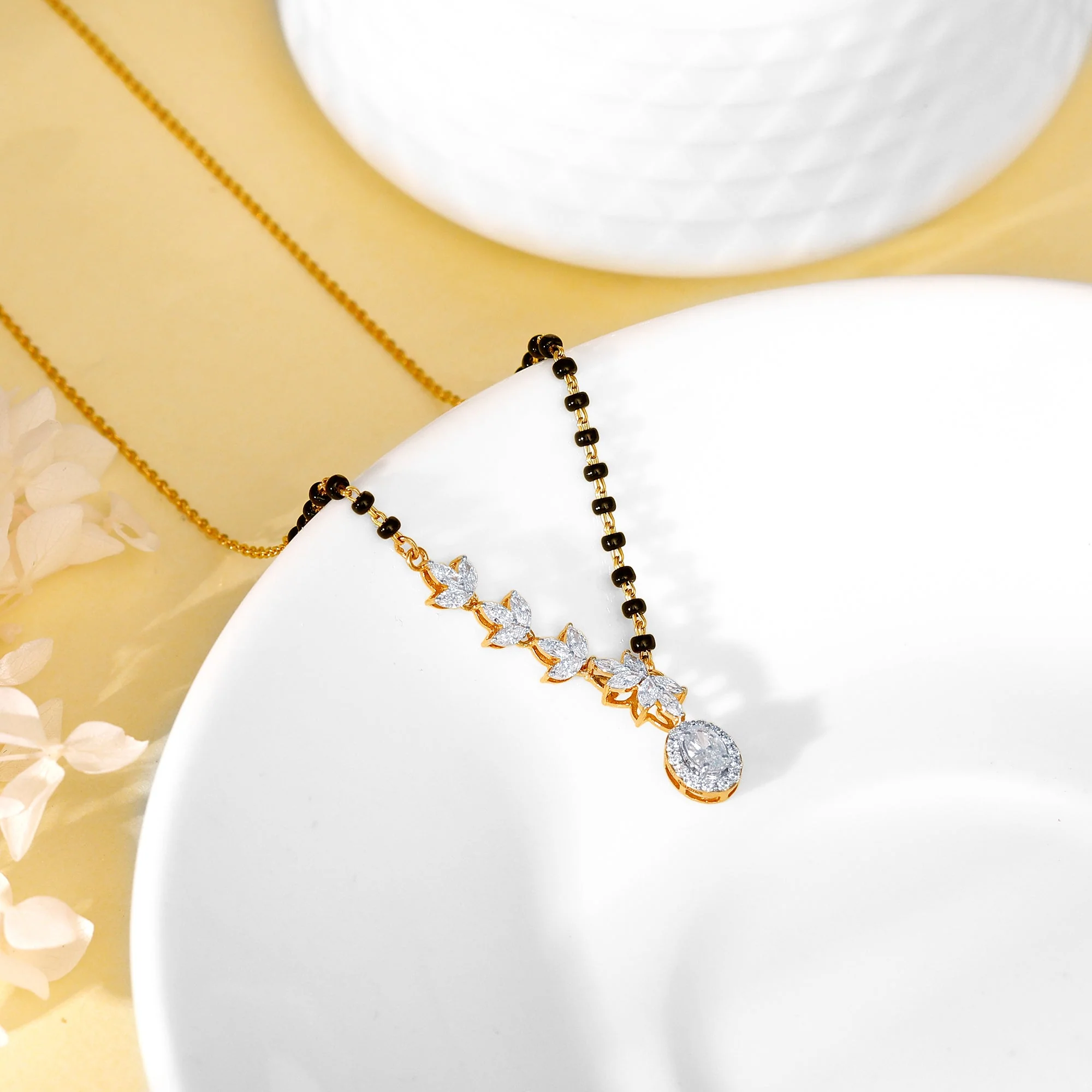 Gold Rhea Solitaire Diamond Mangalsutra - Image 2