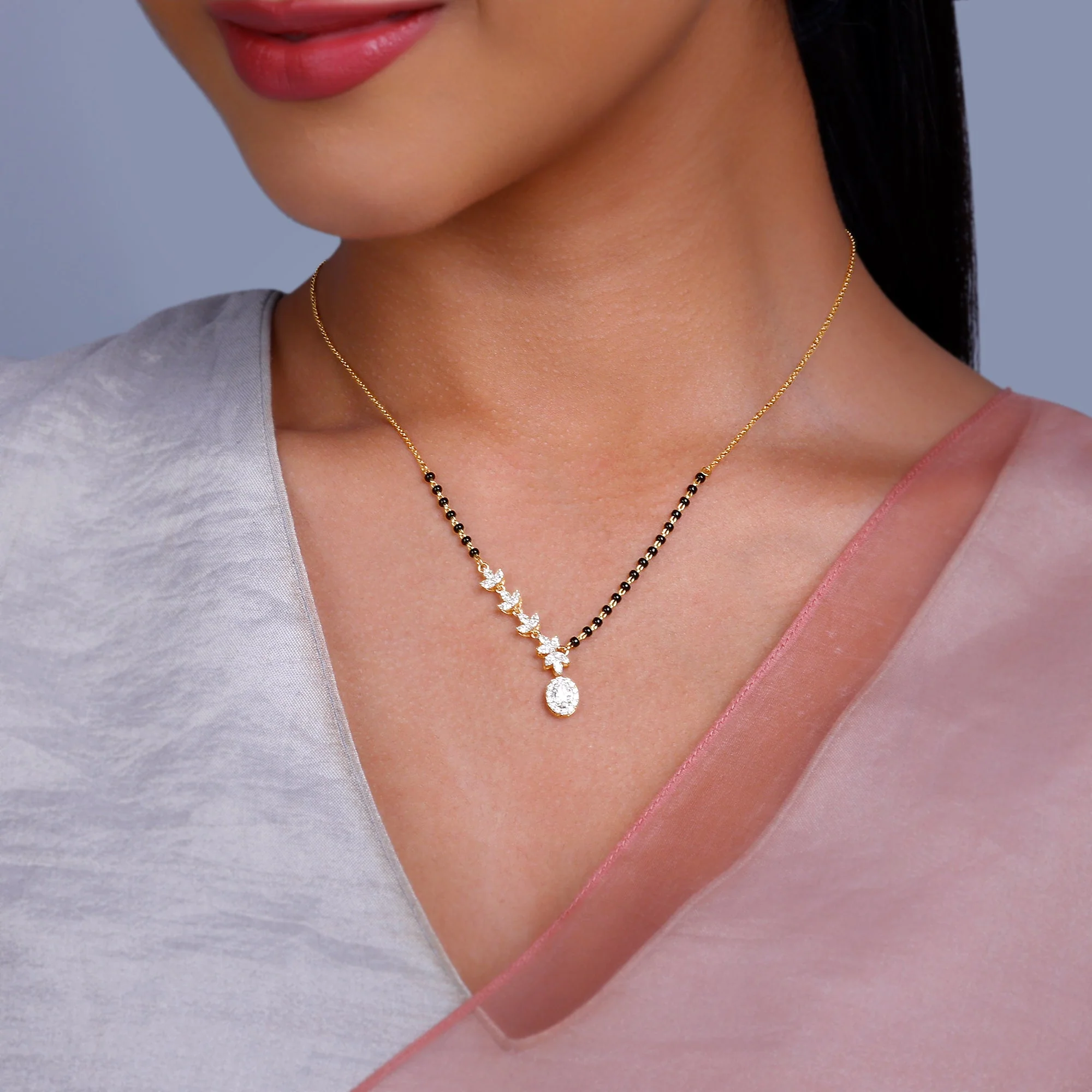 Gold Rhea Solitaire Diamond Mangalsutra - Image 3
