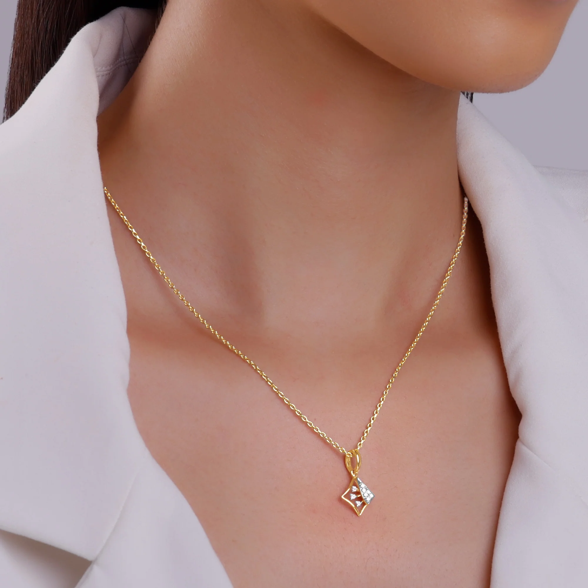 Gold Rhombus Diamond Pendant - Image 3