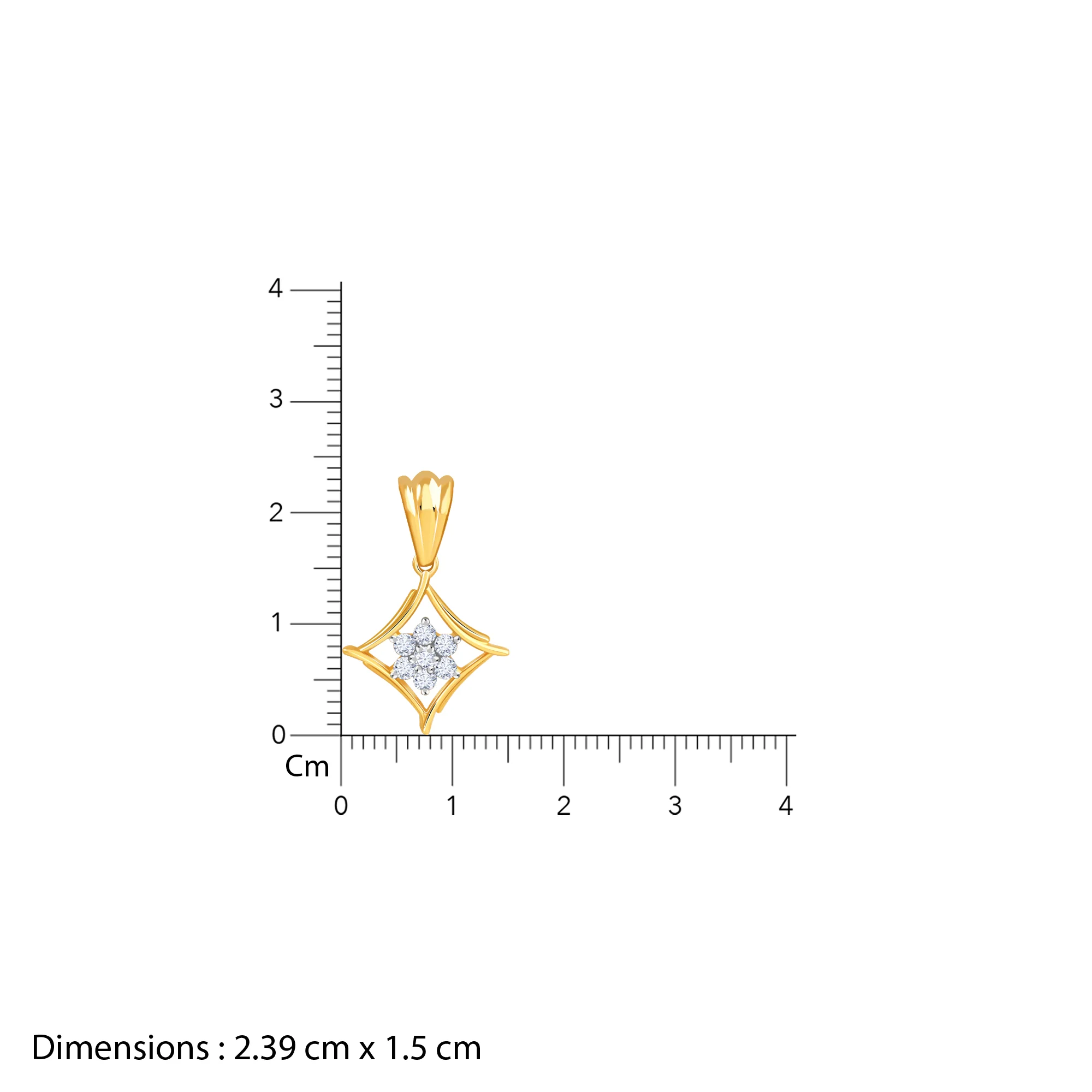 Gold Rhombus Floret Lab Grown Diamond Pendant - Image 6