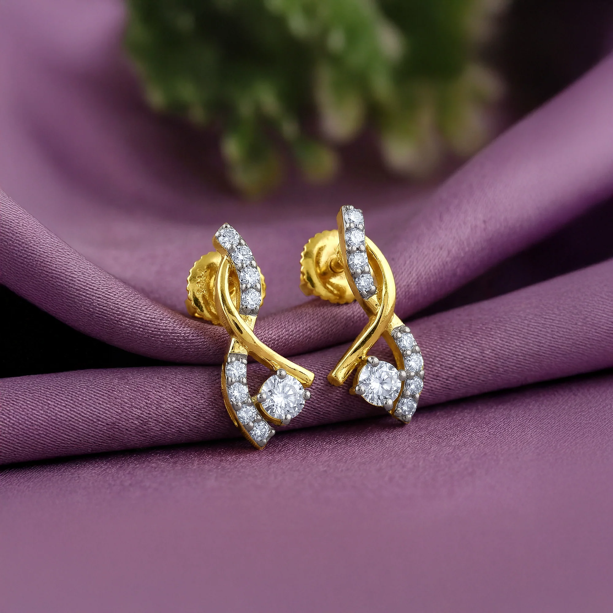 Gold Rising Style Lab Grown Diamond Earrings - Image 2