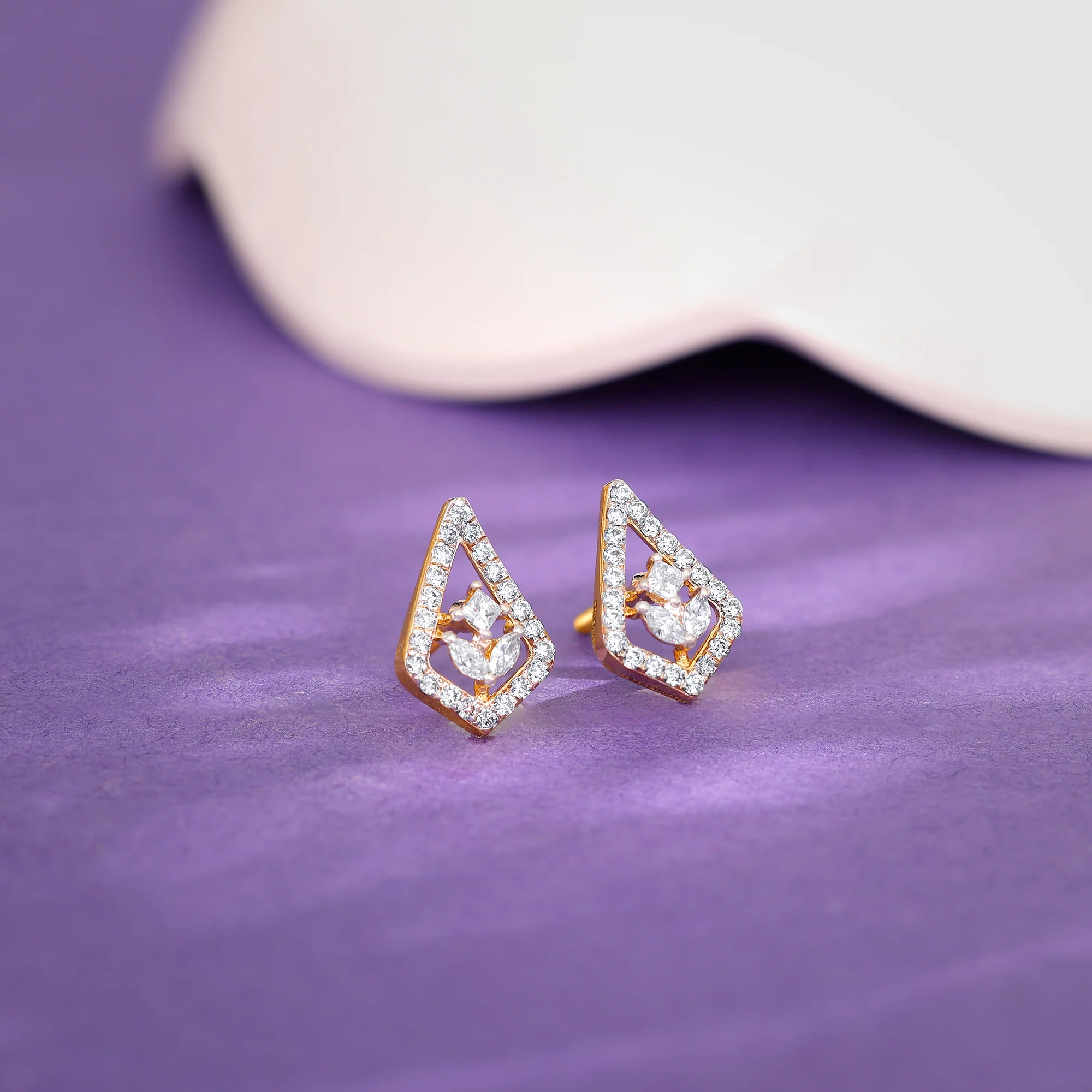Gold Sacred Flame Diamond Earrings - Image 2
