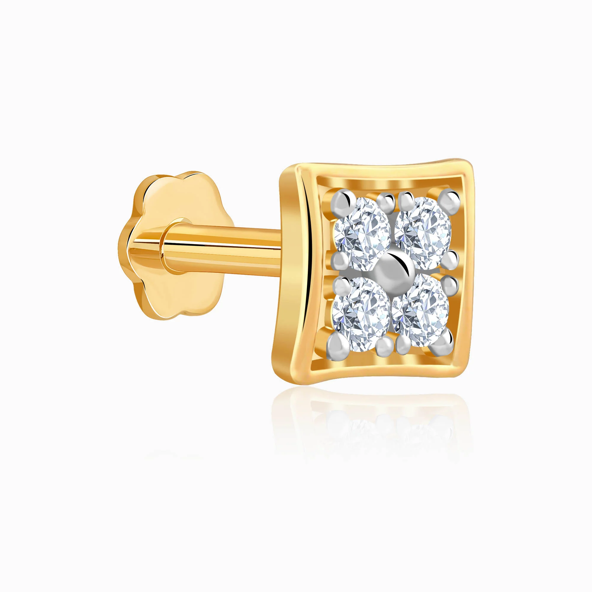 Gold Sharp Shine Lab Grown Diamond Nosepin - Image 4