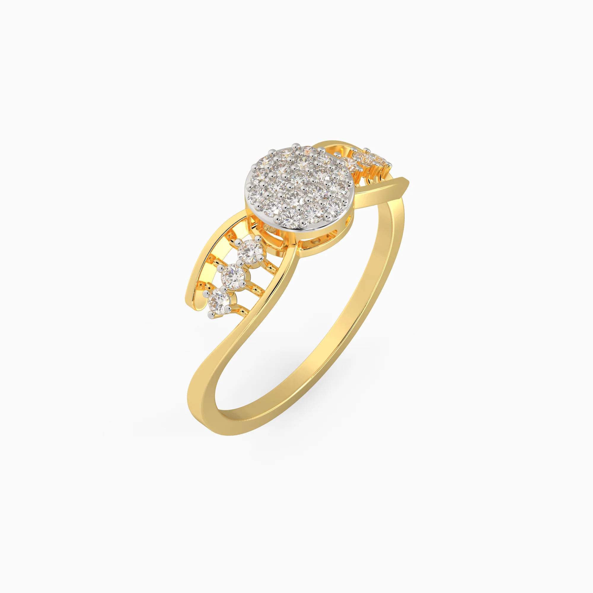Gold Shining Cluster Diamond Ring - Image 5