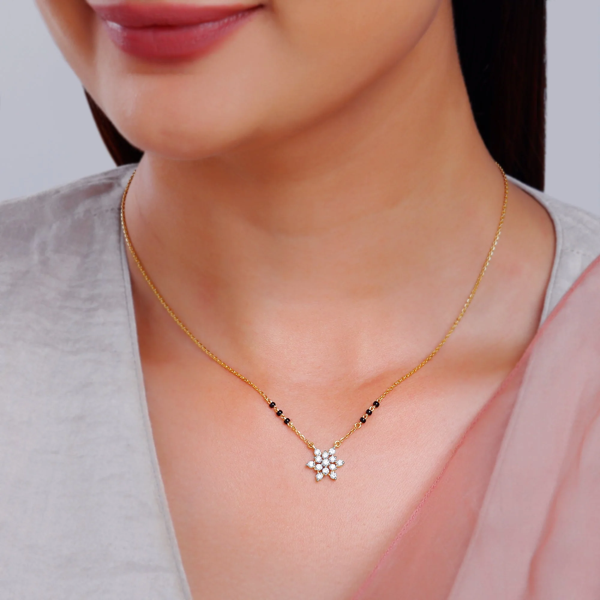 Gold Shubh Lagn Lab Grown Diamond Mangalsutra - Image 3