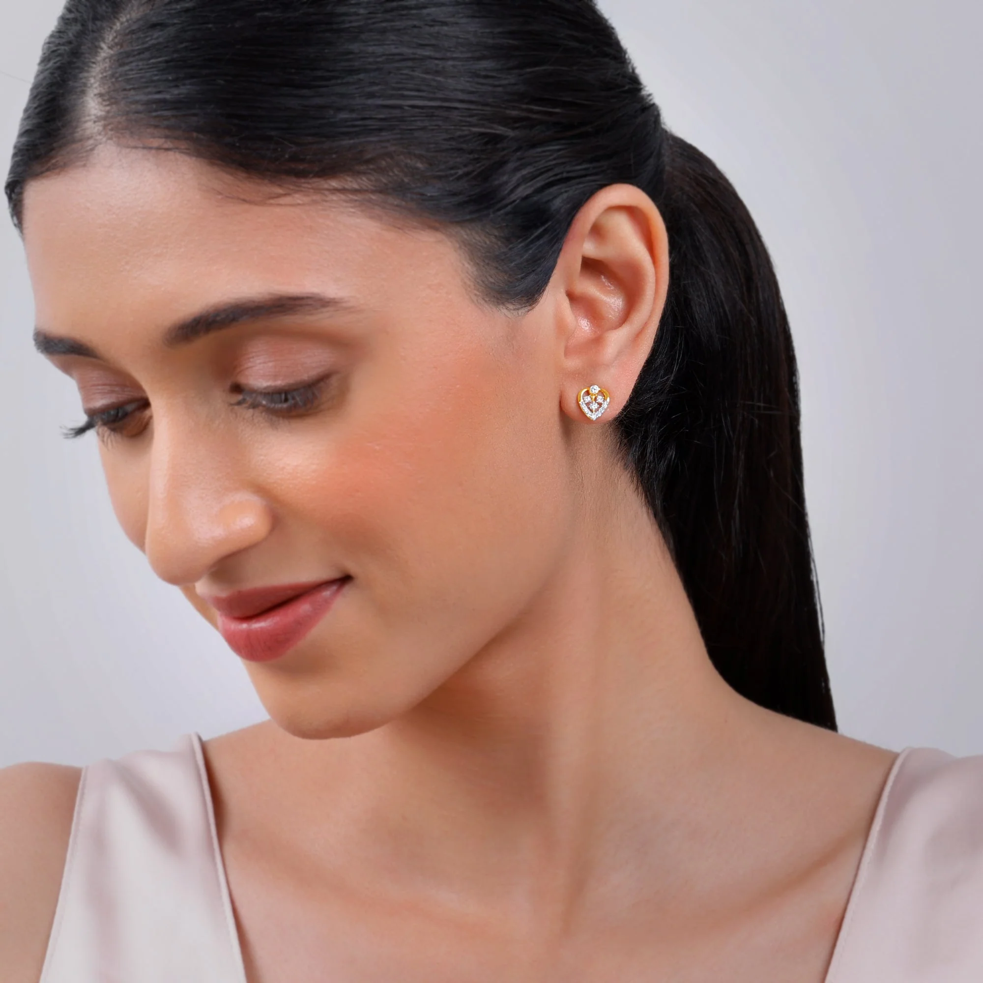Gold Sleek Leaf Lab Grown Diamond Studs - Image 3