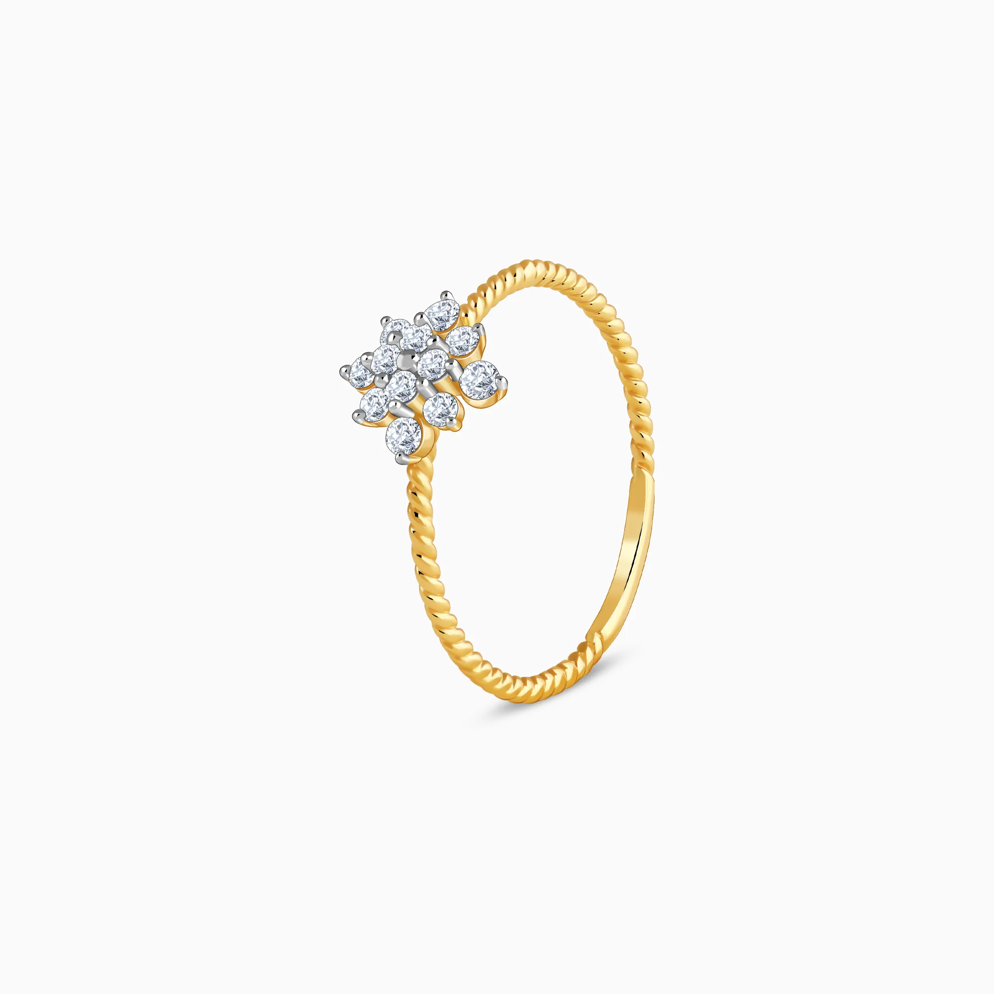 Gold Snowflake Beaded Lab Grown Diamond Ring - Image 4