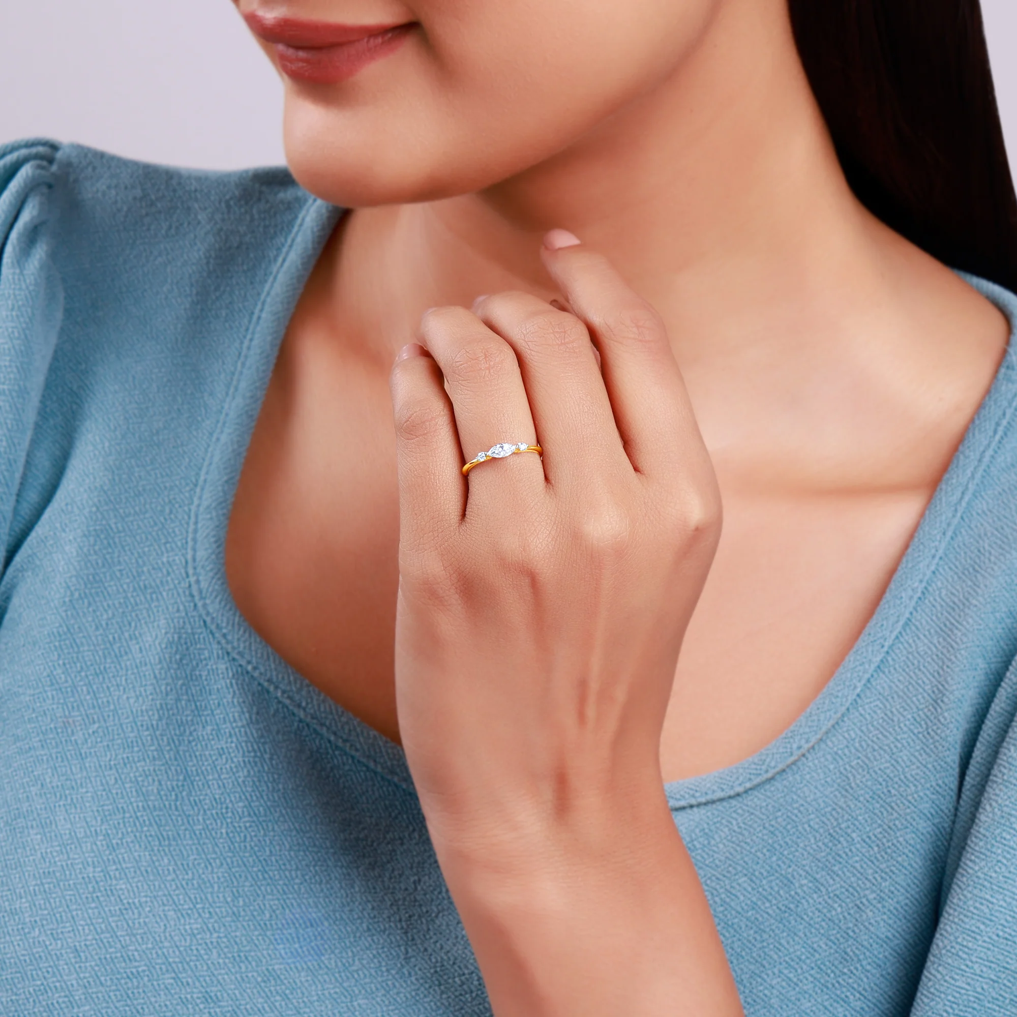 Gold Solara Oval Lab Grown Diamond Ring - Image 3