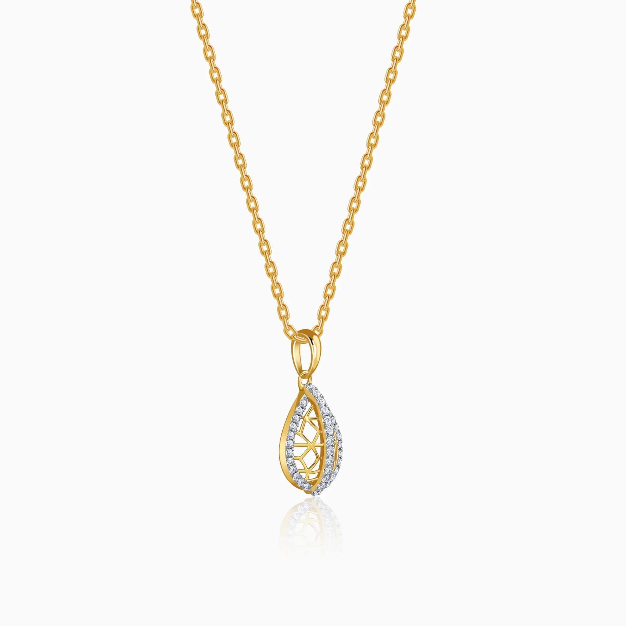 Gold Solene Tear Lab Grown Diamond Pendant - Image 4