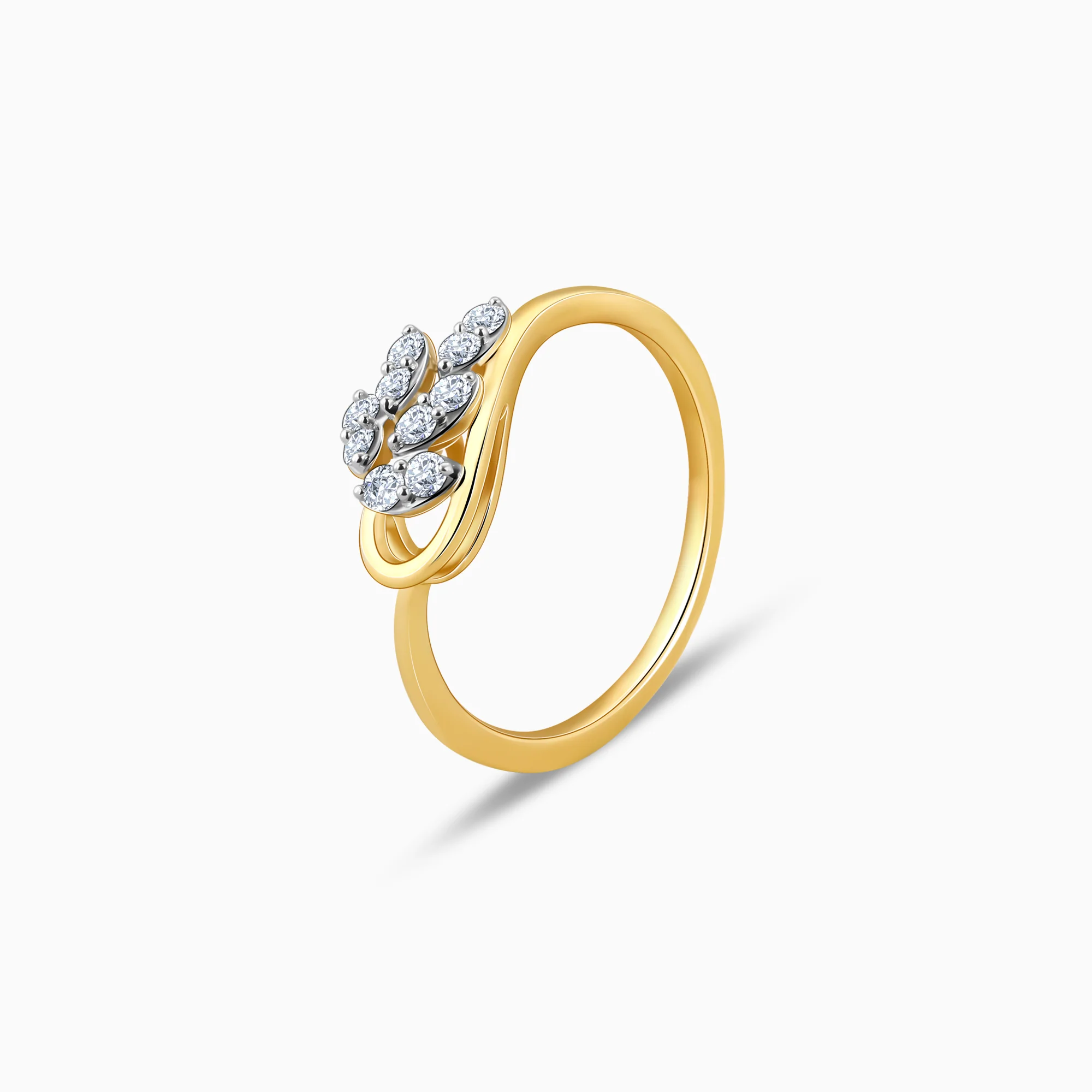 Gold Sparkling Leaf Diamond Ring - Image 4