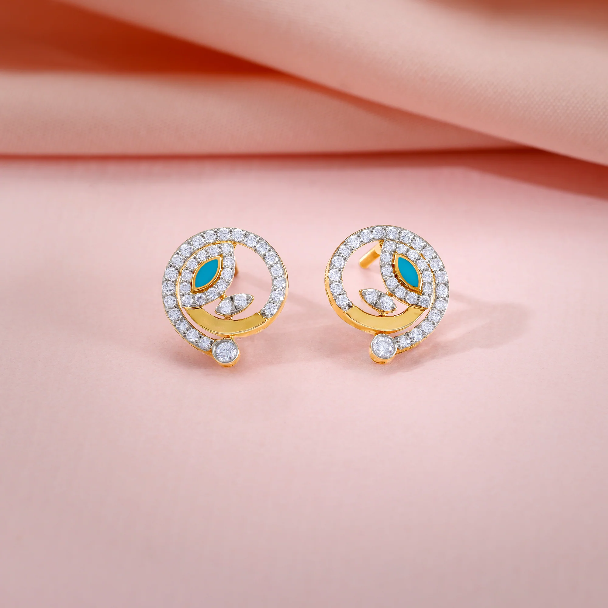 Gold Sparkling Netra Lab Grown Diamond Studs - Image 2