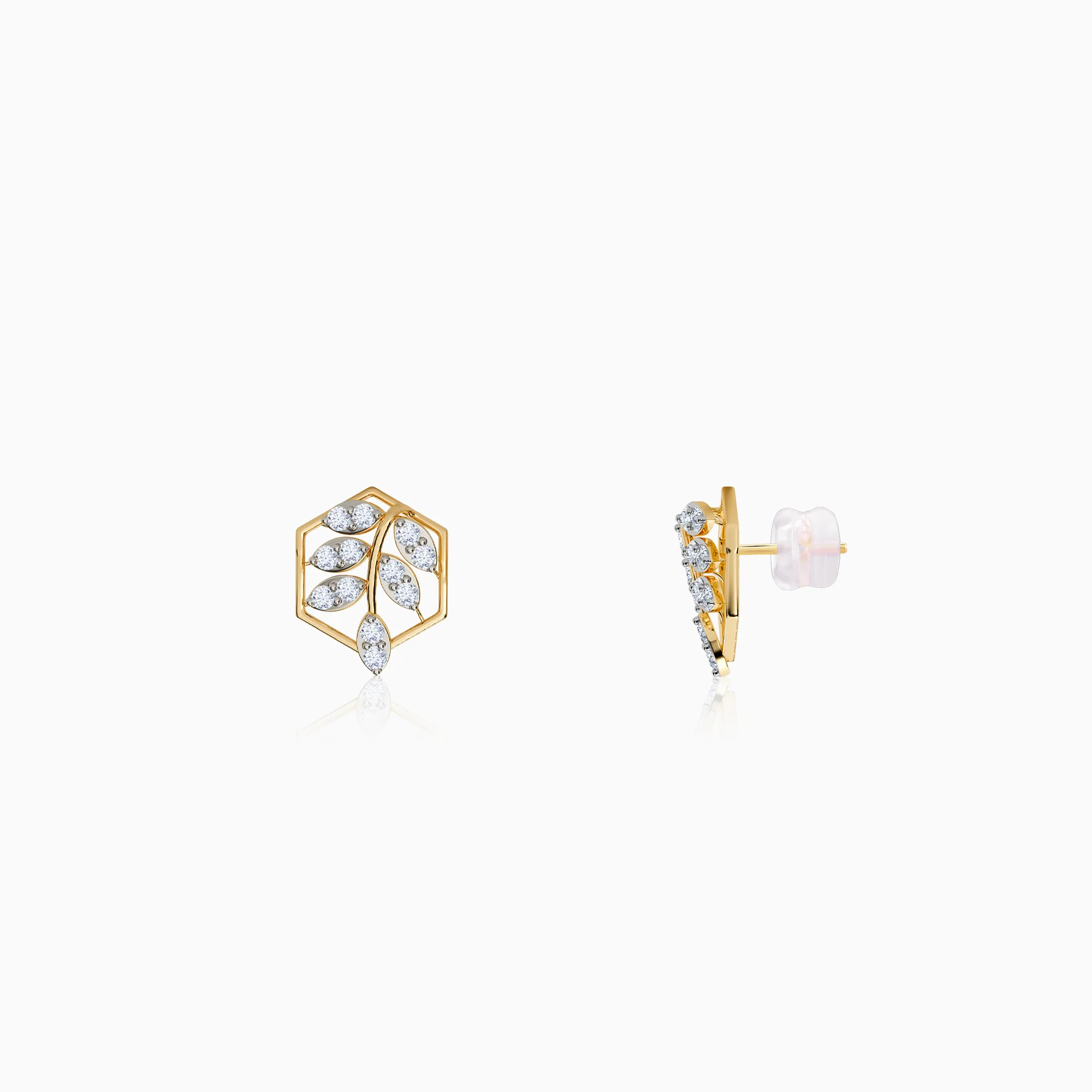 Gold Spring Leaf Lab Grown Diamond Studs - Image 4