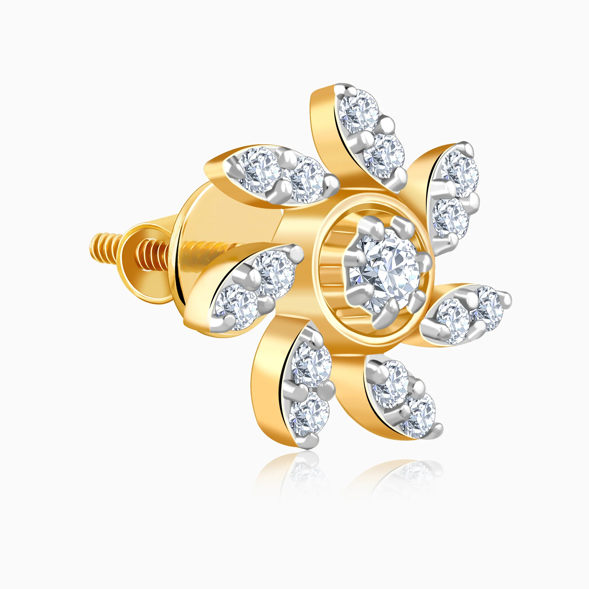 Gold Sunlit Petals Lab Grown Diamond Earrings - Image 4