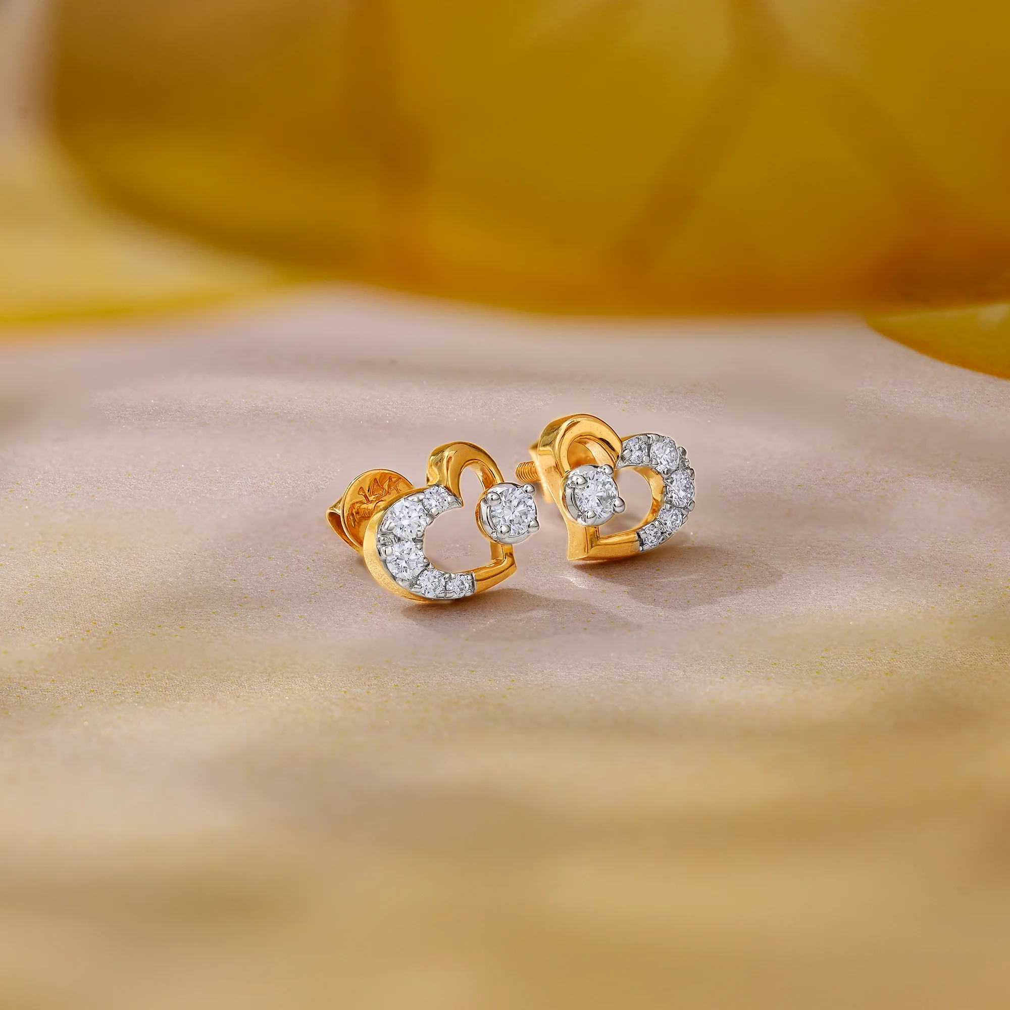 Gold Sweetheart Lab Grown Diamond Earrings - Image 2