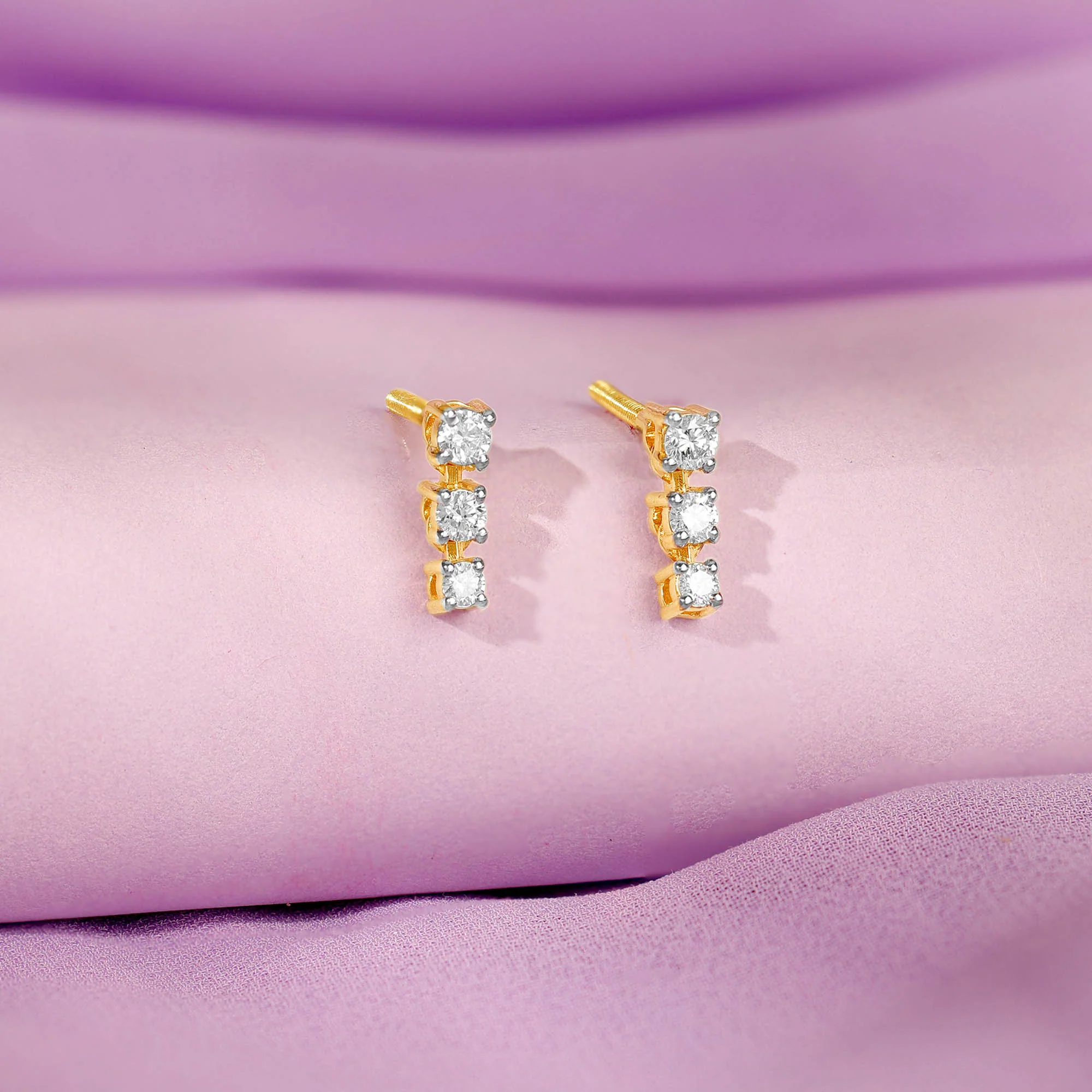 Gold Triple Glow Lab Grown Diamond Studs - Image 2