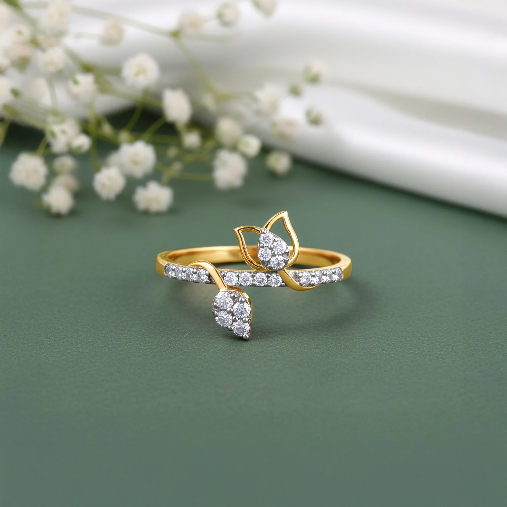 Gold Tulip Whisper Lab Grown Diamond Ring (Size 12) - Image 2