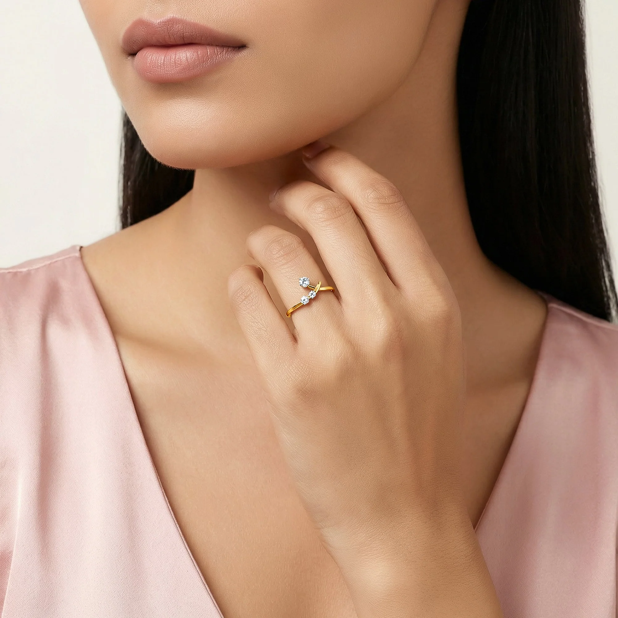 Gold Twin Arc Lab Grown Diamond Ring - Image 3