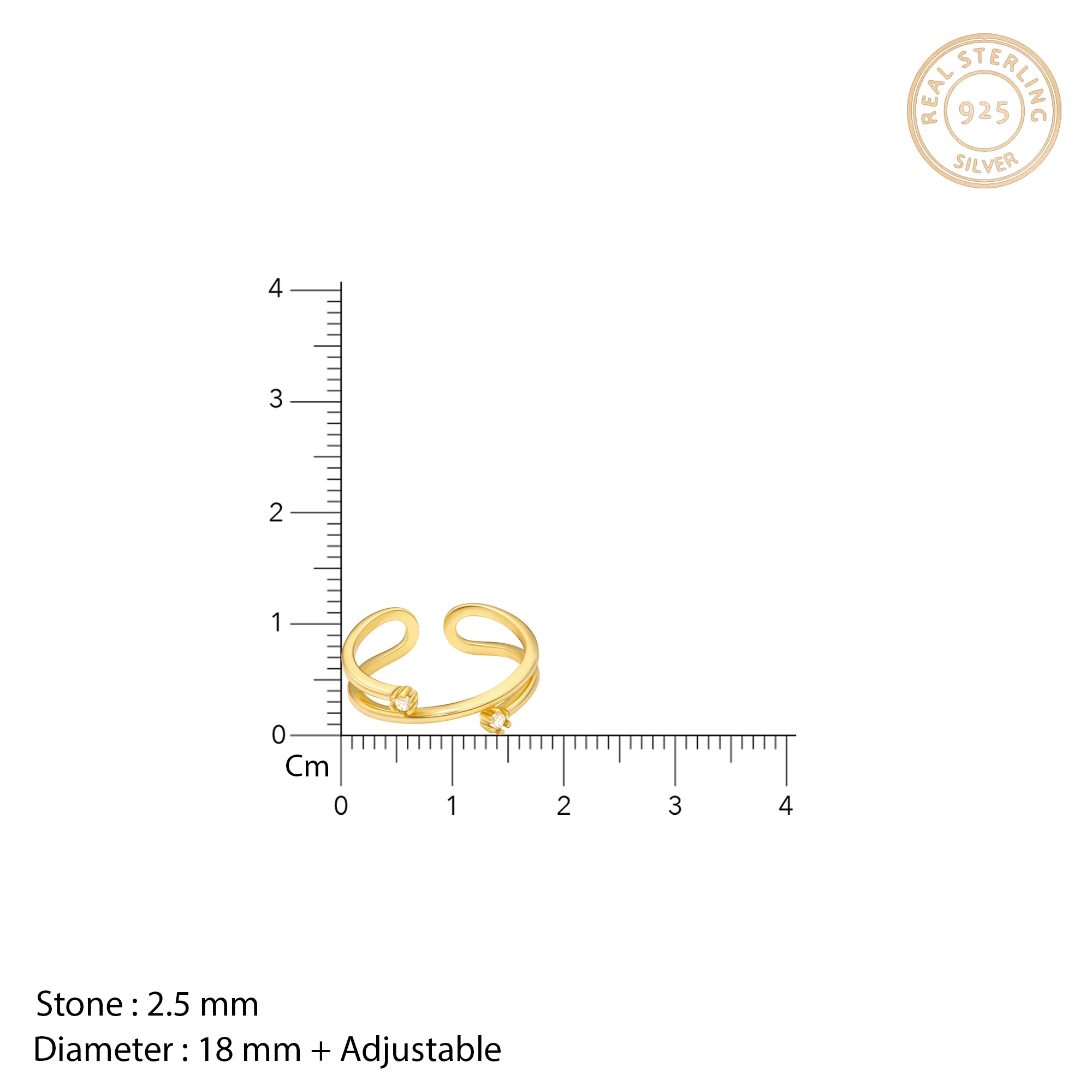 Golden Twist & Turn Zircon Ring - Image 3