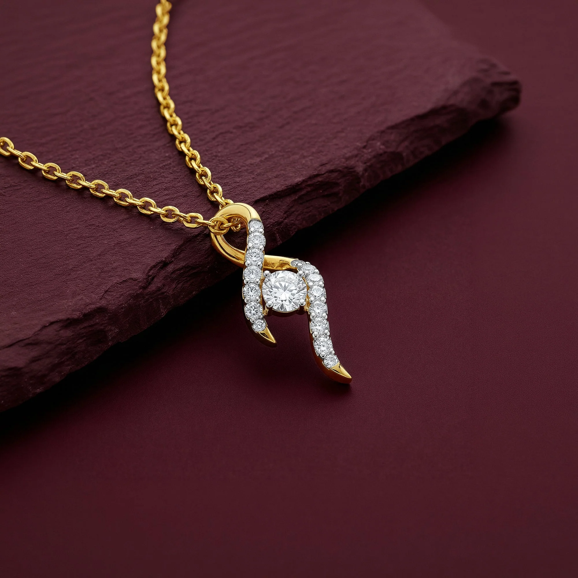 Gold Twisted Bud Lab Grown Diamond Pendant - Image 2